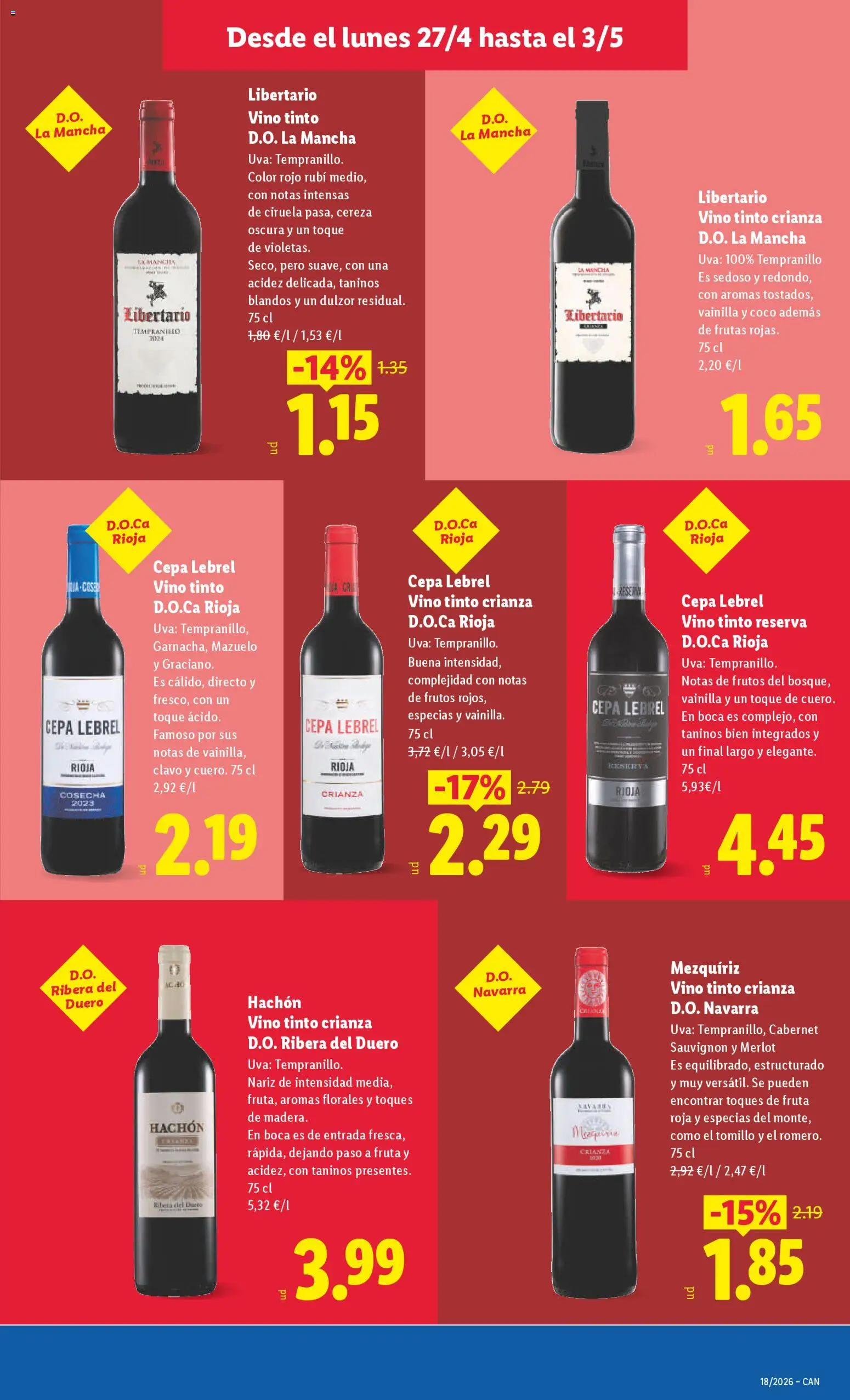 Lidl folleto │ válido desde el 27.04.2026 | Página: 15 | Productos: Vino, Τυρόπιτα