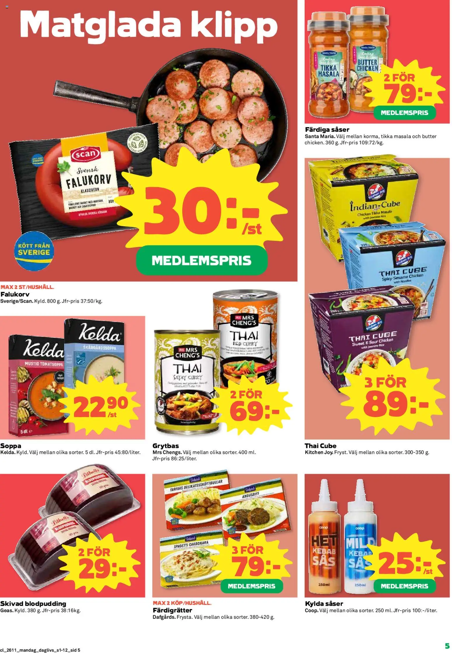 Coop Daglivs reklamblad aktuell från 09.03.2026 | Sida: 5 | Produkter: Falukorv, Soppa