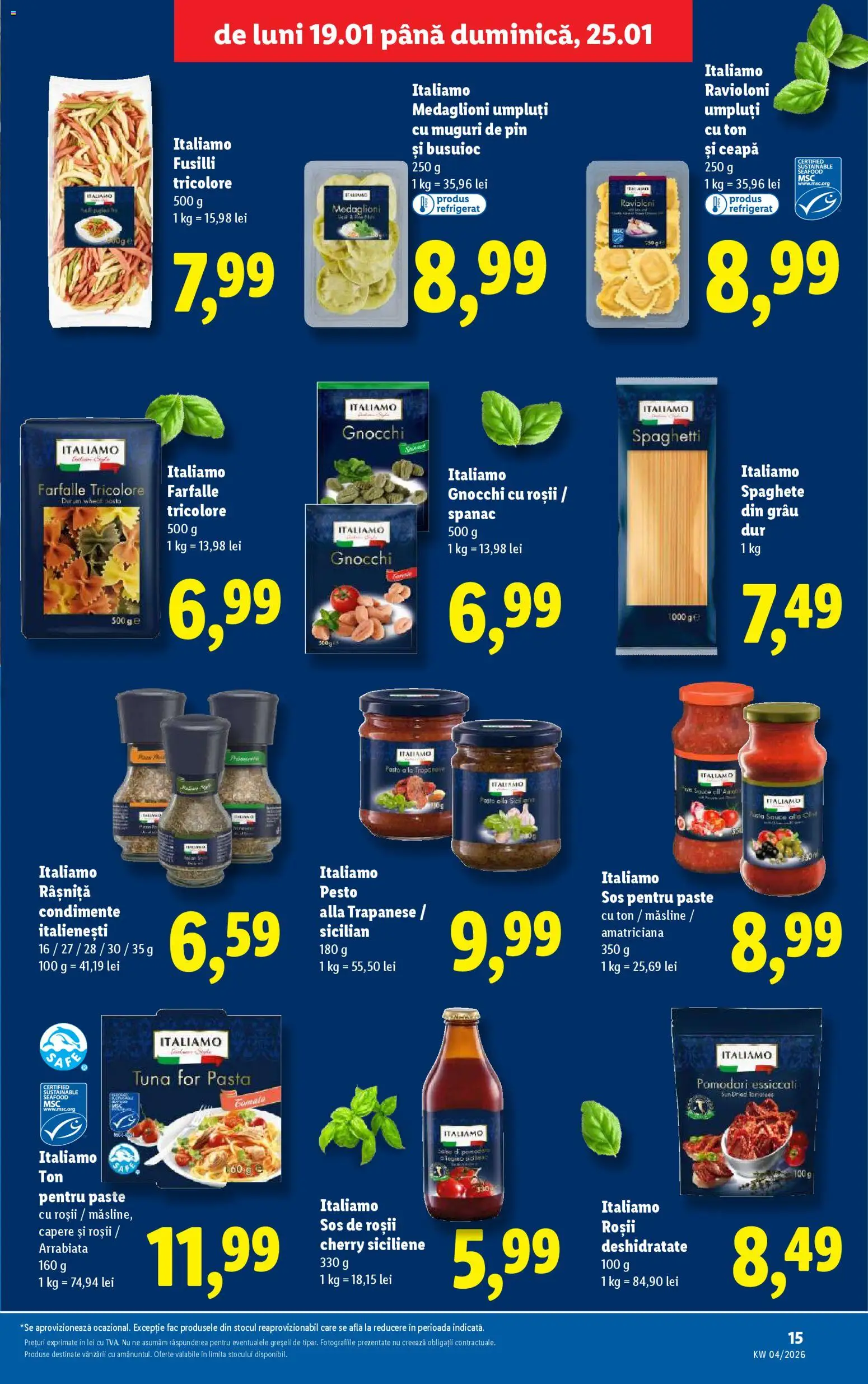Noul catalog Lidl – valabil de la 19.01.2026 | Pagină: 15 | Produse: Brokoli, Roșii, Condimente, Ceapă