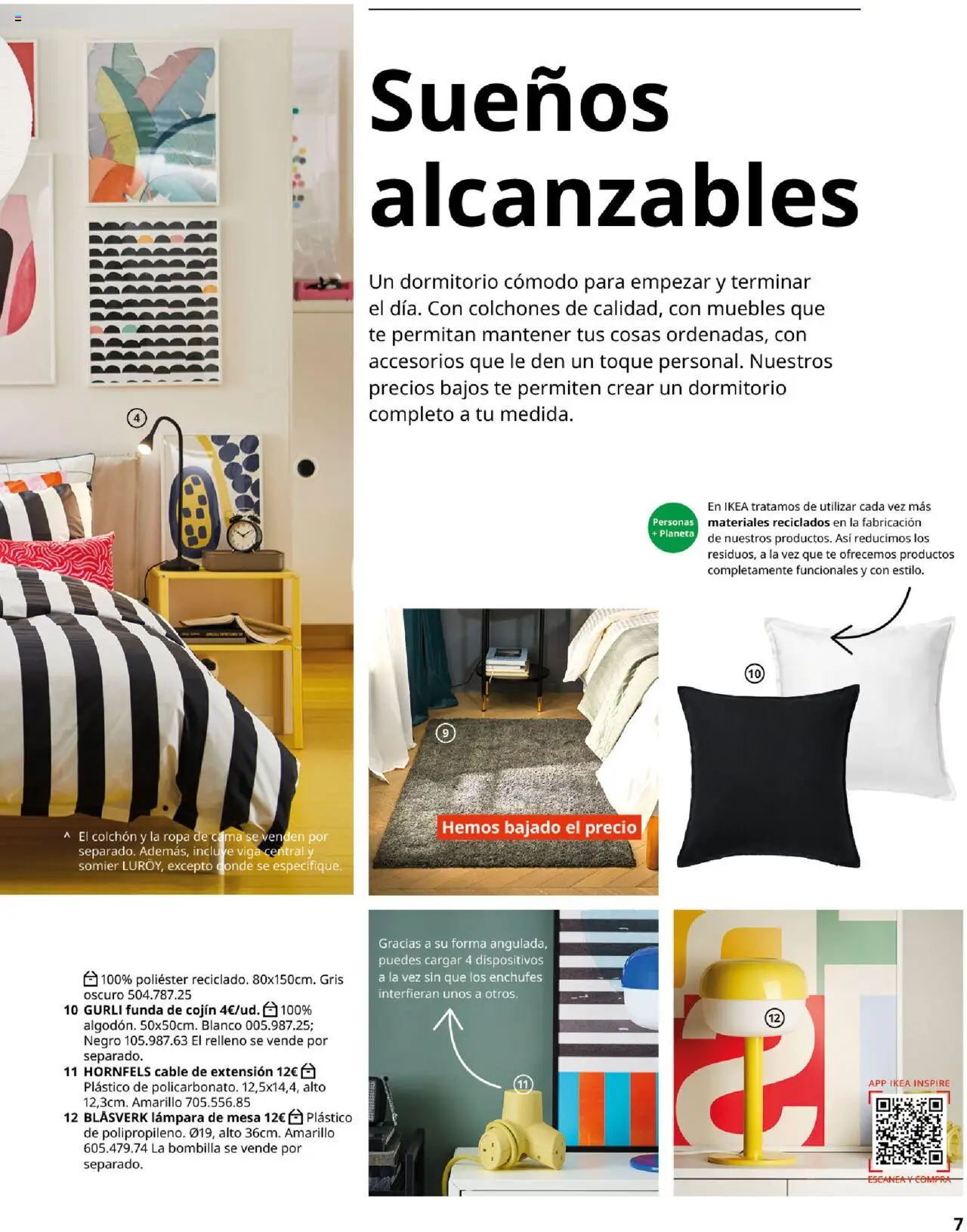 Catálogo IKEA Precios bajos. Muy bajos │ válido desde el 04.02.2025 | Página: 7 | Productos: Funda, Bombilla, Funda de cojín, Cojín
