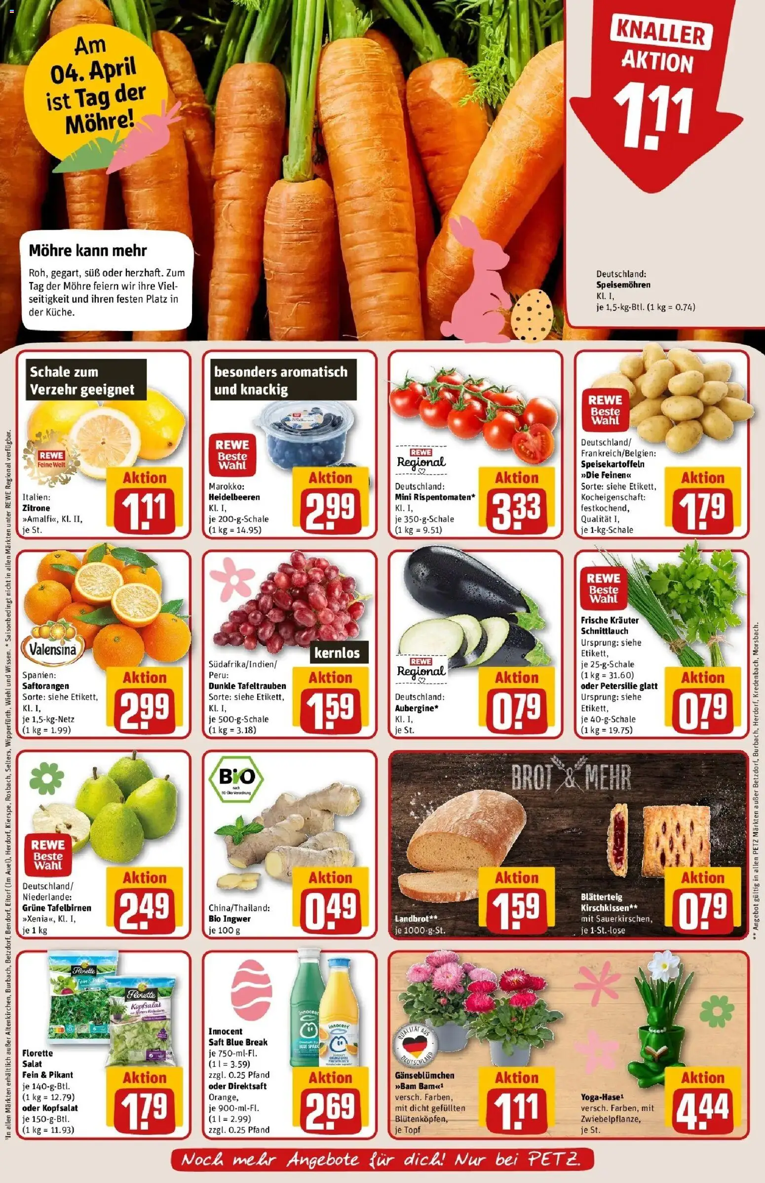 Rewe Prospekt Neunkirchen	 – gültig ab 30.03.2026 | Seite: 14 | Produkte: Heidelbeeren, Valensina, Brot, Saft