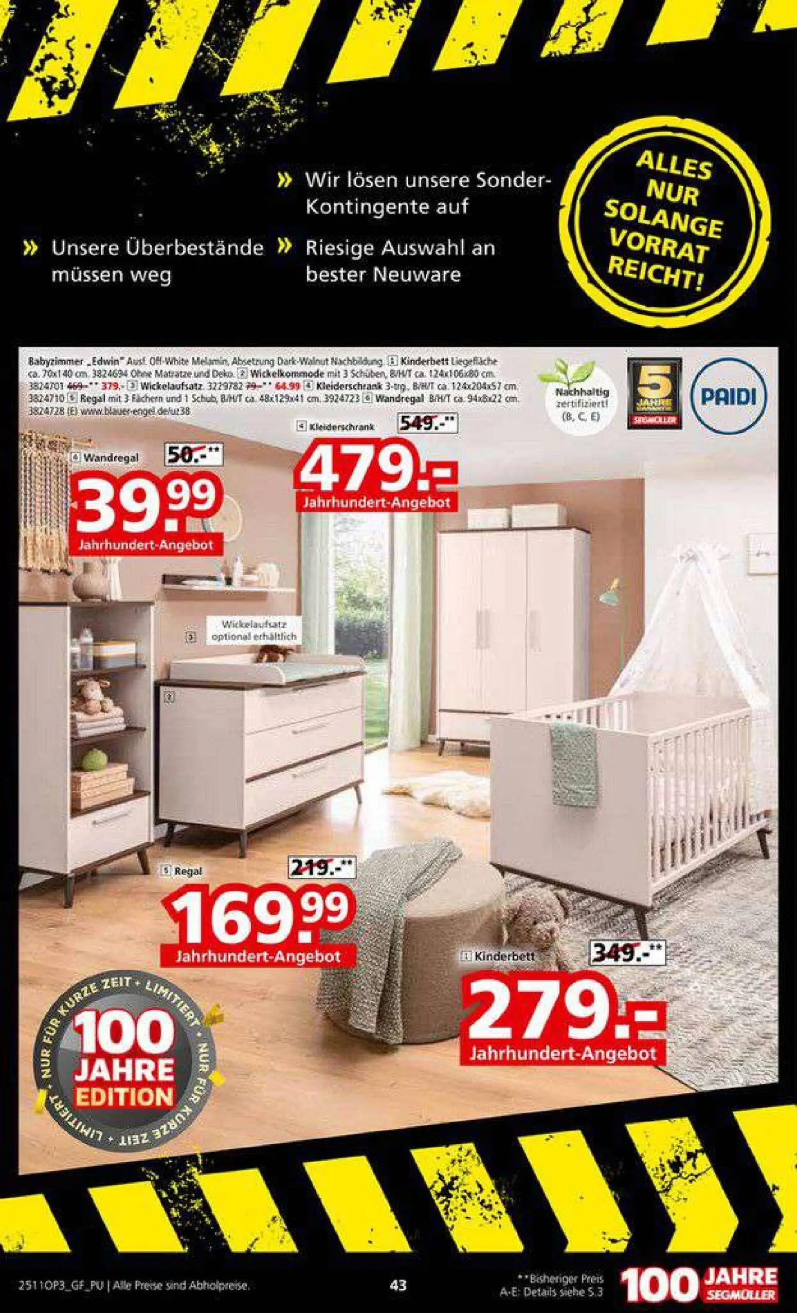 Segmüller Lagerausverkauf bei Segmüller – gültig ab 22.11.2025 | Seite: 43 | Produkte: Wandregal, Matratze, Kleiderschrank, Regal