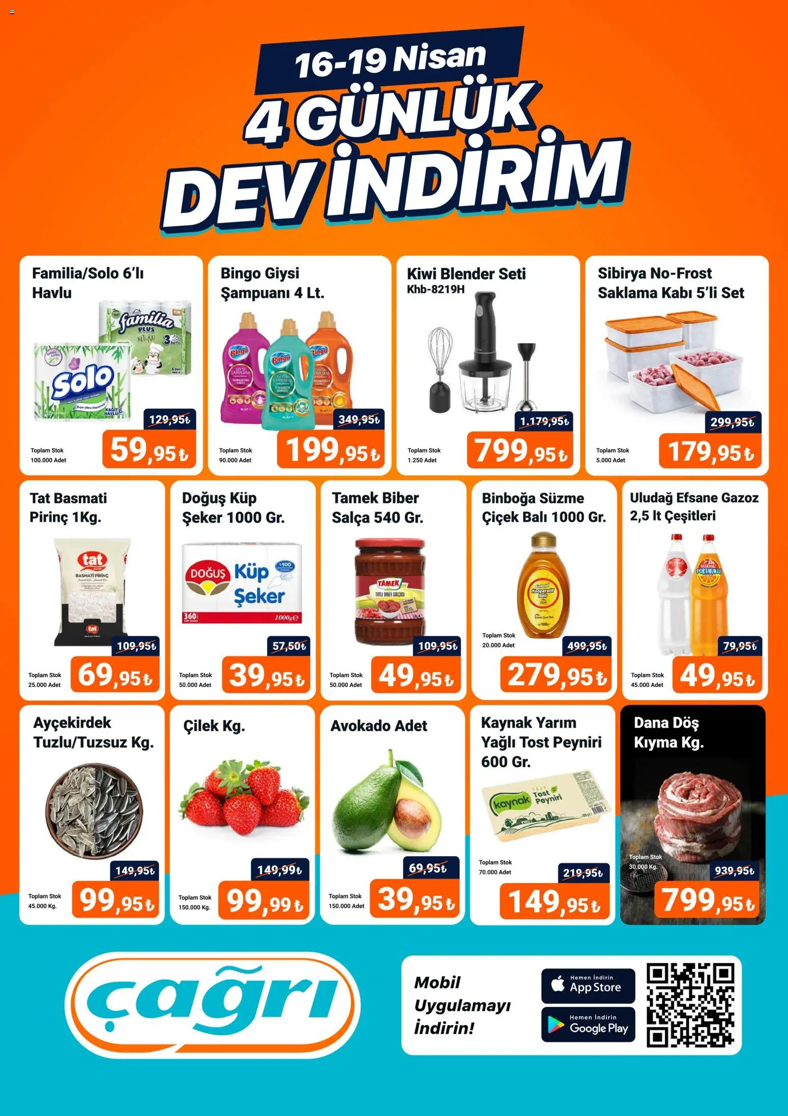 Çağrı Market - 4 Günlük Dev İndirim - 16.04.2026 tarihinden itibaren geçerlidir | Sayfa: 1 | Ürünler: Giysi, Avokado, Biber, Kıyma