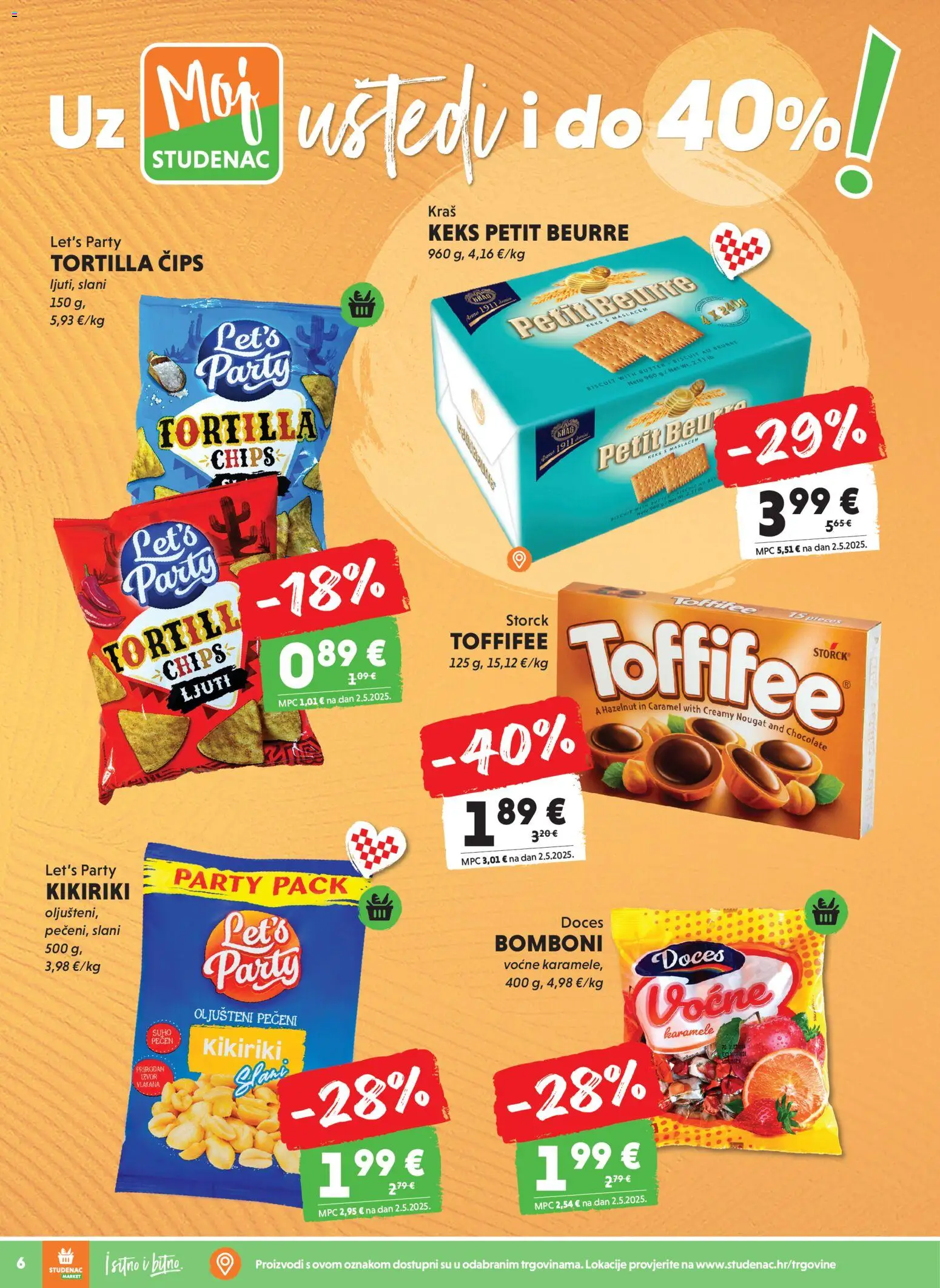 Studenac katalog | vrijedi od 11.02.2026 | Stranica: 6 | Proizvodi: Petit Beurre, Bomboni, Čips, Keks