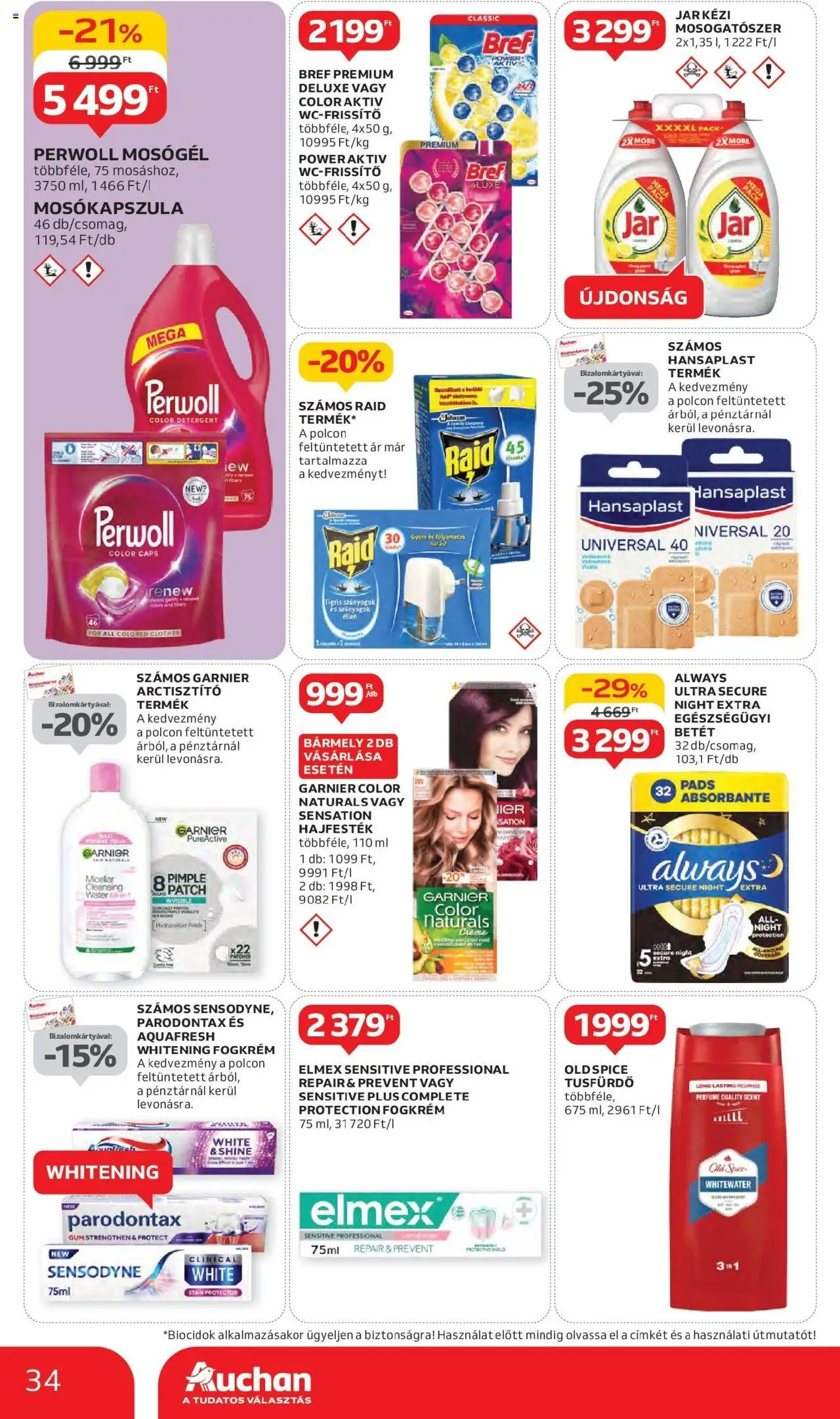 Auchan akciós ujság - amely érvényes a következő dátumtól: 05.06.2025 | Oldal: 34 | Termékek: Perwoll, Hajfesték, Mosókapszula, Fogkrém