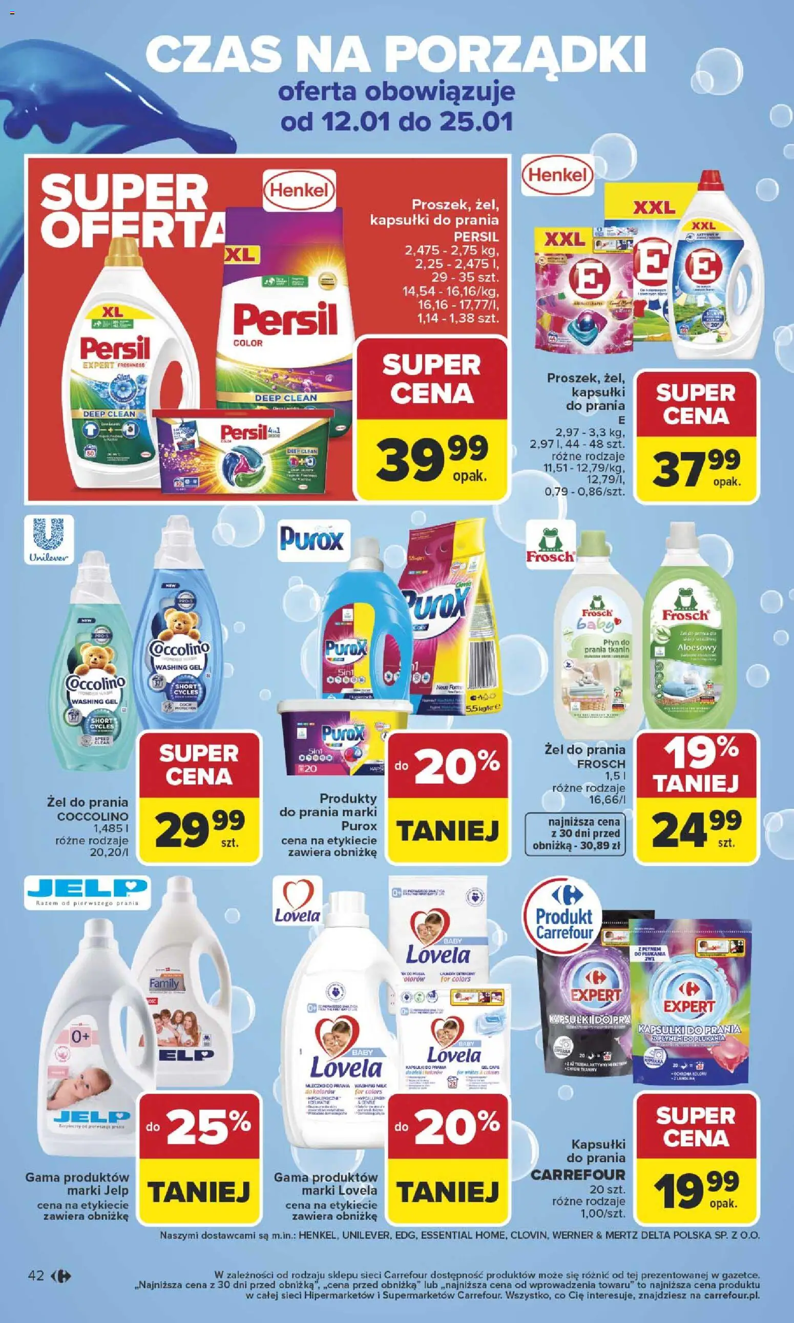 Carrefour Gazetka od 12.01.2026 | Strona: 44 | Produkty: Persil, Coccolino, Kapsułki do prania, Lovela