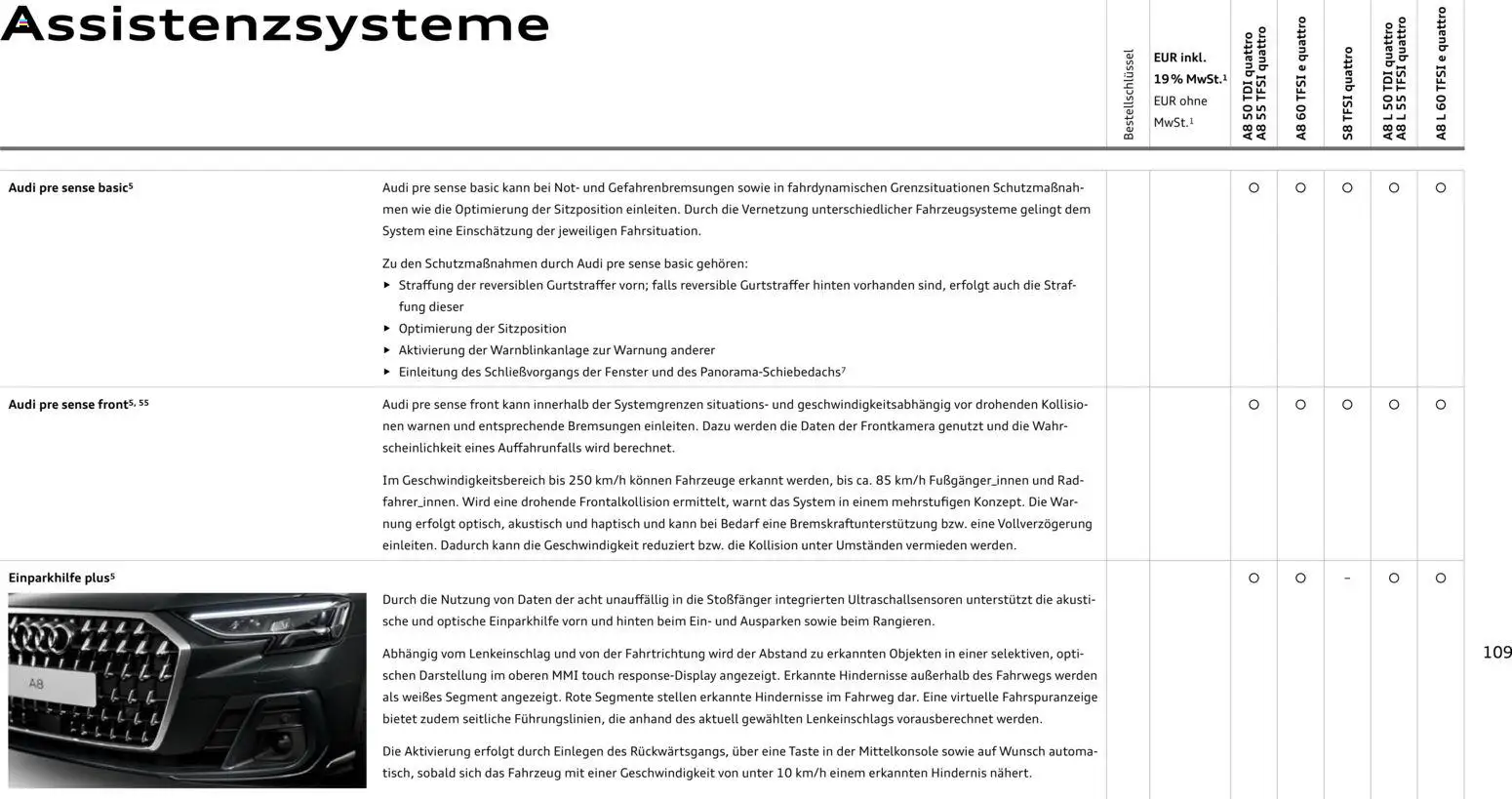 Audi A8 – gültig ab 28.10.2025 | Seite: 109