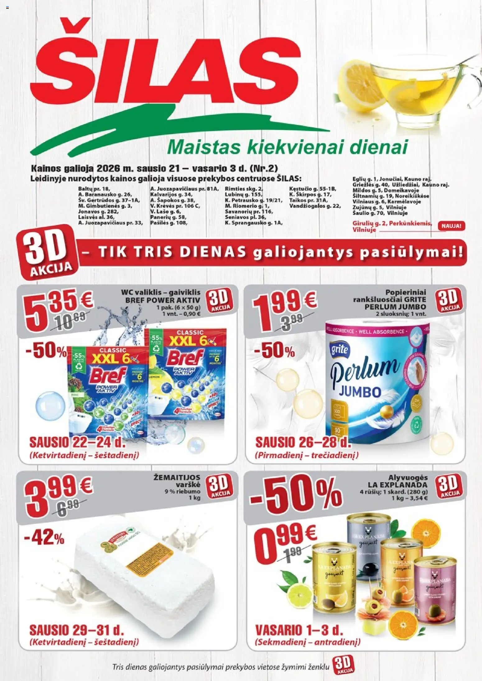 Šilas akcijos nuo 21.01.2026 | Puslapis: 1 | Prekių: Varškė, Wc