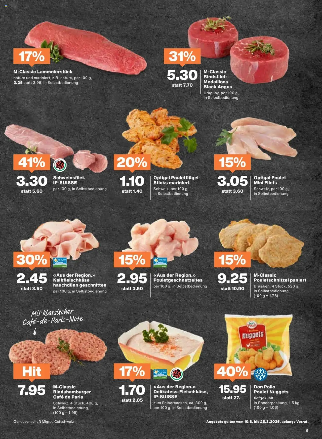 Migros Aktionen ab 19.08.2025 | Seite: 5 | Produkte: Burger