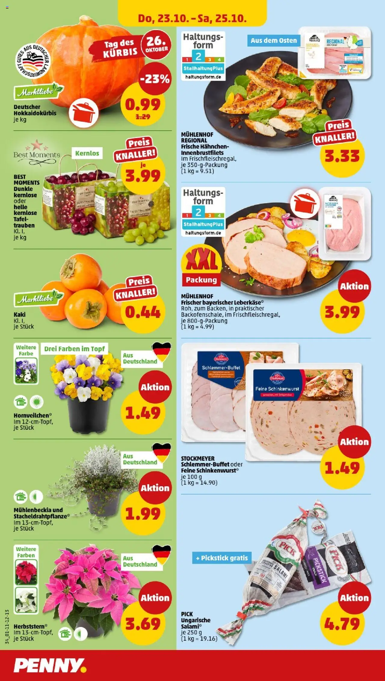 Penny - Berlin – gültig ab 20.10.2025 | Seite: 34 | Produkte: Hahnchen, Trauben, Kaki, Kürbis