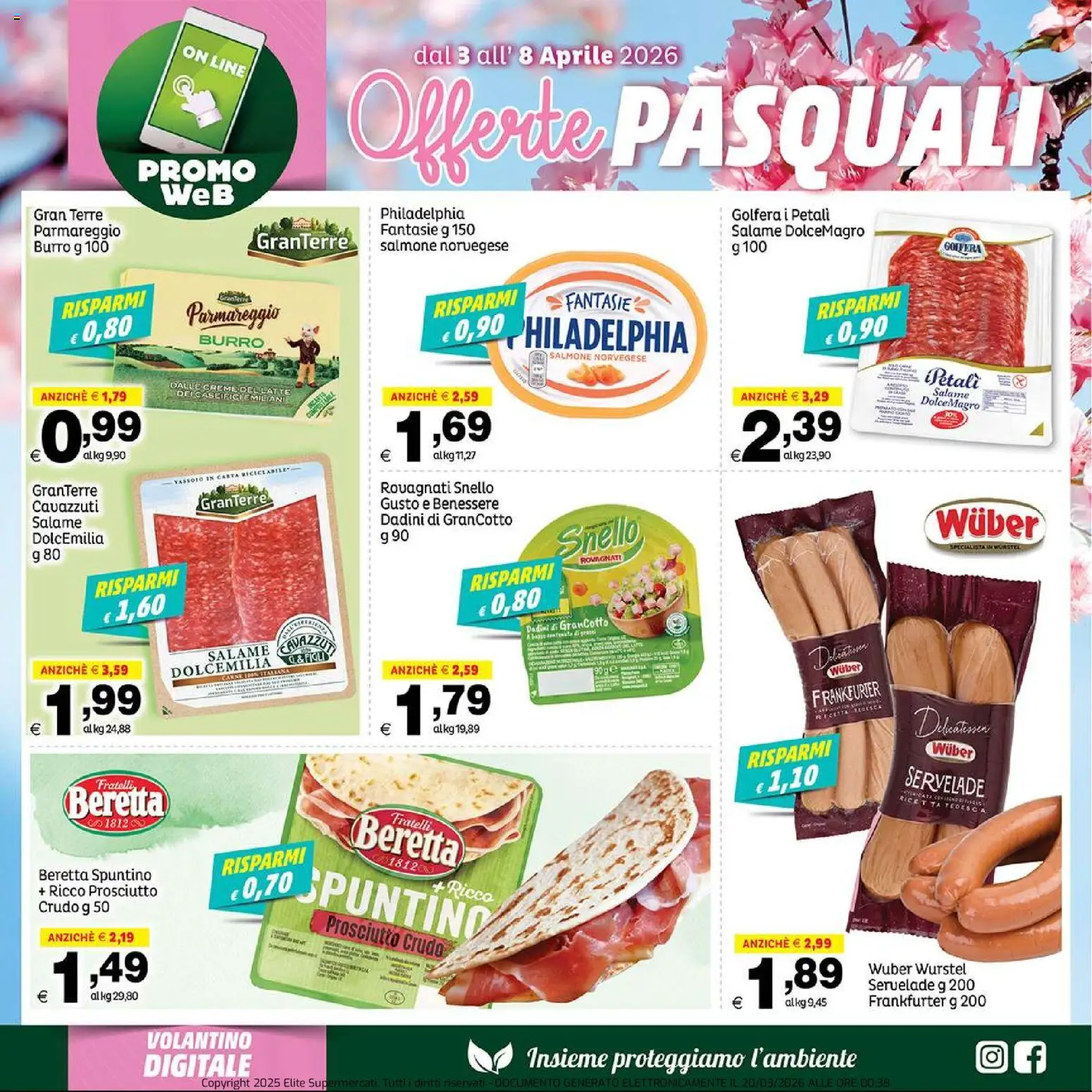Volantino Elite Supermercati del 03.04.2026 | Pagina: 3 | Prodotti: Salame, Salmone, Prosciutto, Wurstel