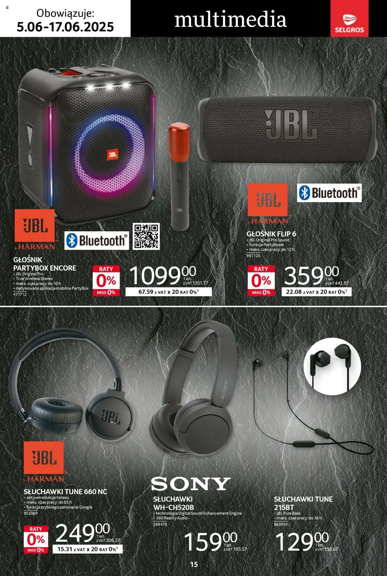 Selgros cash&carry Gazetka - Premium od 05.06.2025 | Strona: 15 | Produkty: Audio, Słuchawki, Głośnik