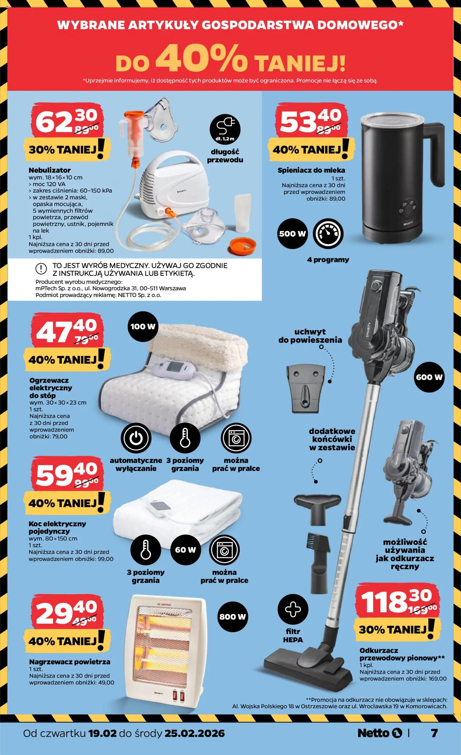 Netto gazetka - Non Food od 19.02.2026 | Strona: 7 | Produkty: Odkurzacz, Mleka, Koc, Spieniacz do mleka