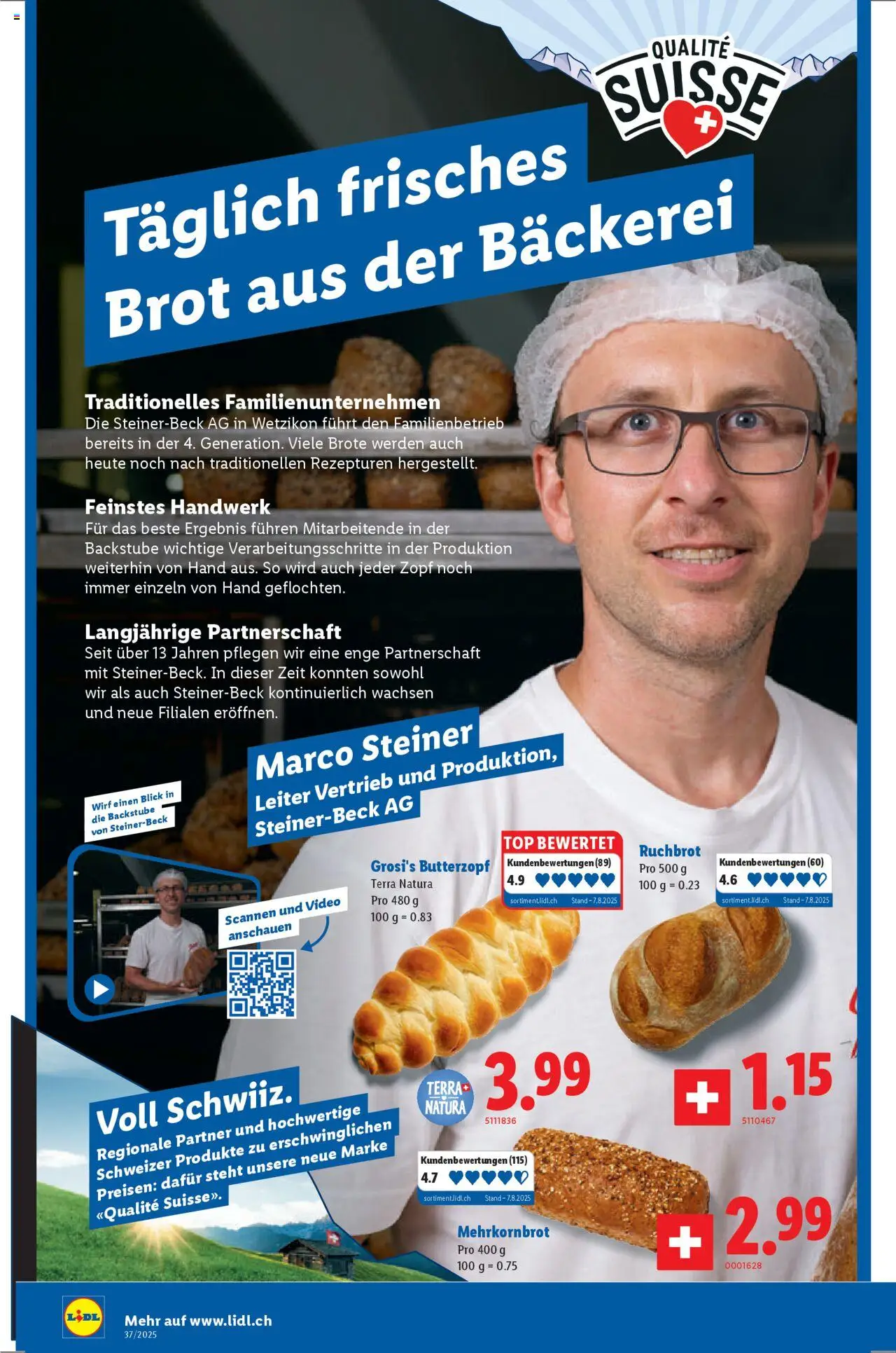 Lidl Aktionen Qualité Suisse – gültig ab 11.09.2025 | Seite: 2 | Produkte: Bäckerei, Brot, Video, Top