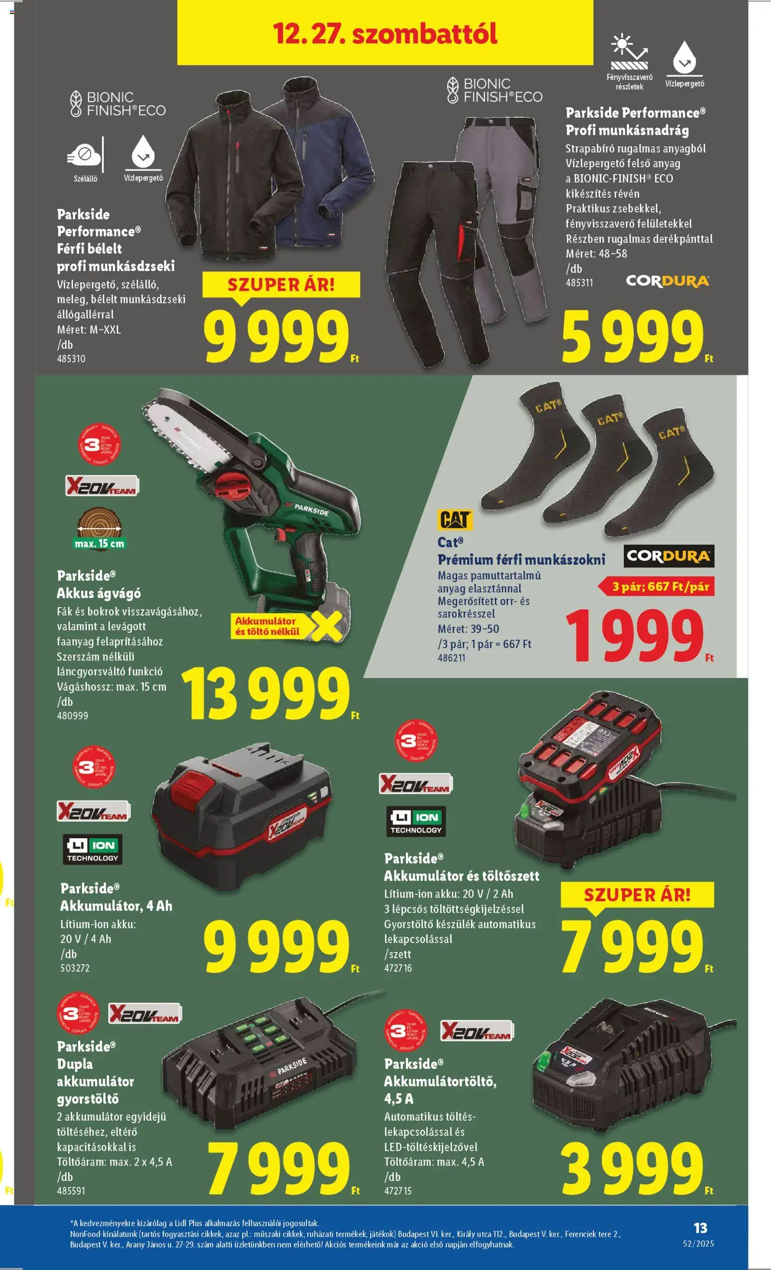 Lidl akciós ujság - amely érvényes a következő dátumtól: 27.12.2025 | Oldal: 13 | Termékek: Parkside, Munkásnadrág, Játékok, Akkumulátor
