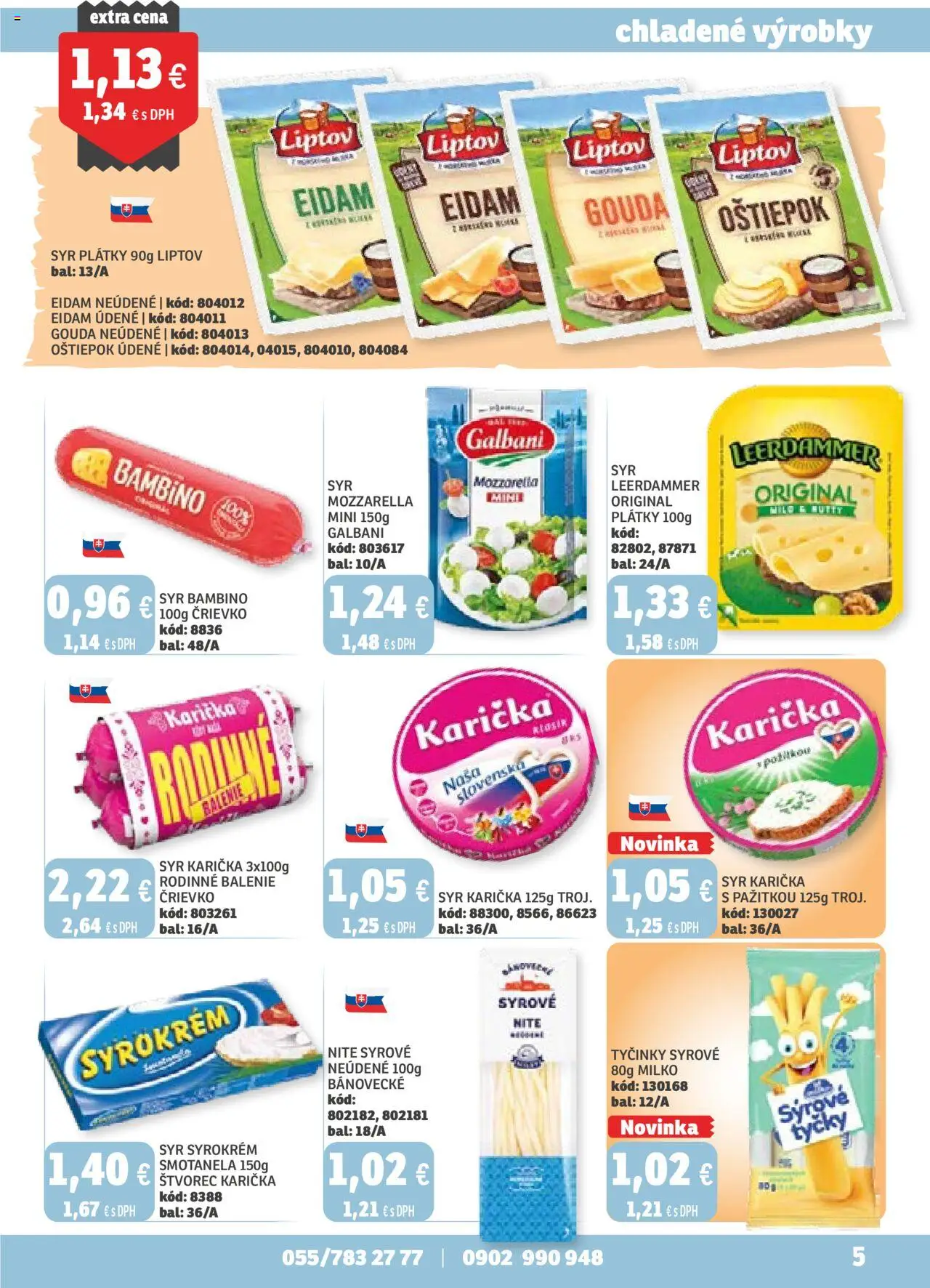 Nové Labaš akcie – leták je platný od 19.09.2025 | Strana: 5 | Produkty: Syr, Gouda, Eidam, Mozzarella