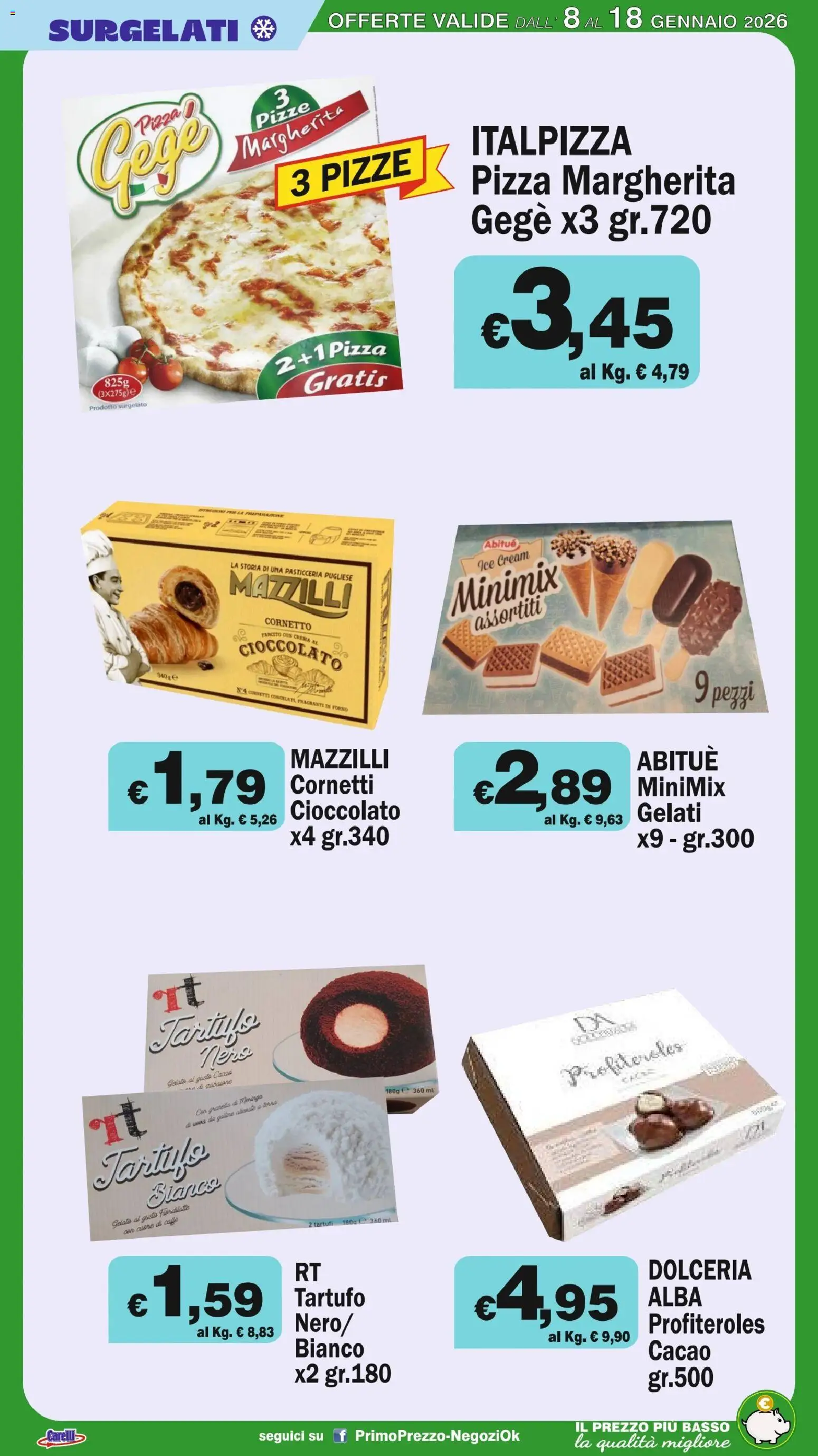 Volantino Primo Prezzo del 08.01.2026 | Pagina: 33 | Prodotti: Tartufo, Crema, Caffè, Gelato