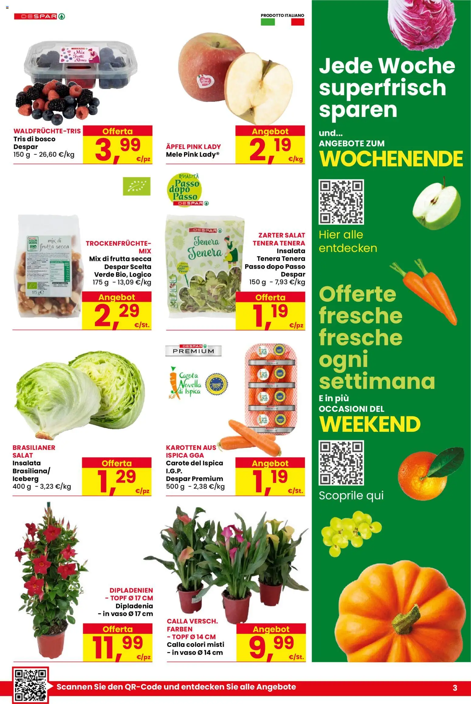 Volantino Despar del 21.04.2026 | Pagina: 3 | Prodotti: Mele, Carota, Insalata, Carote