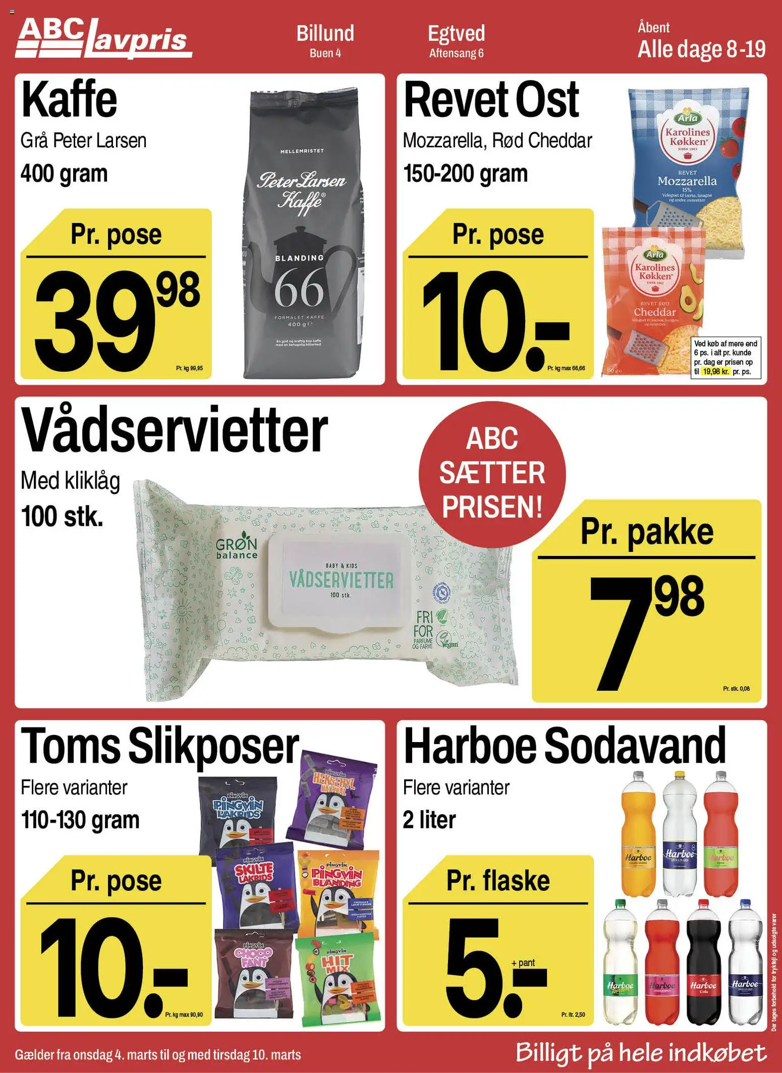 Abc Lavpris tilbudsavis – gyldig fra 04.03.2026 | Side: 1 | Produkter: Parfume, Ost, Cola, Carpete