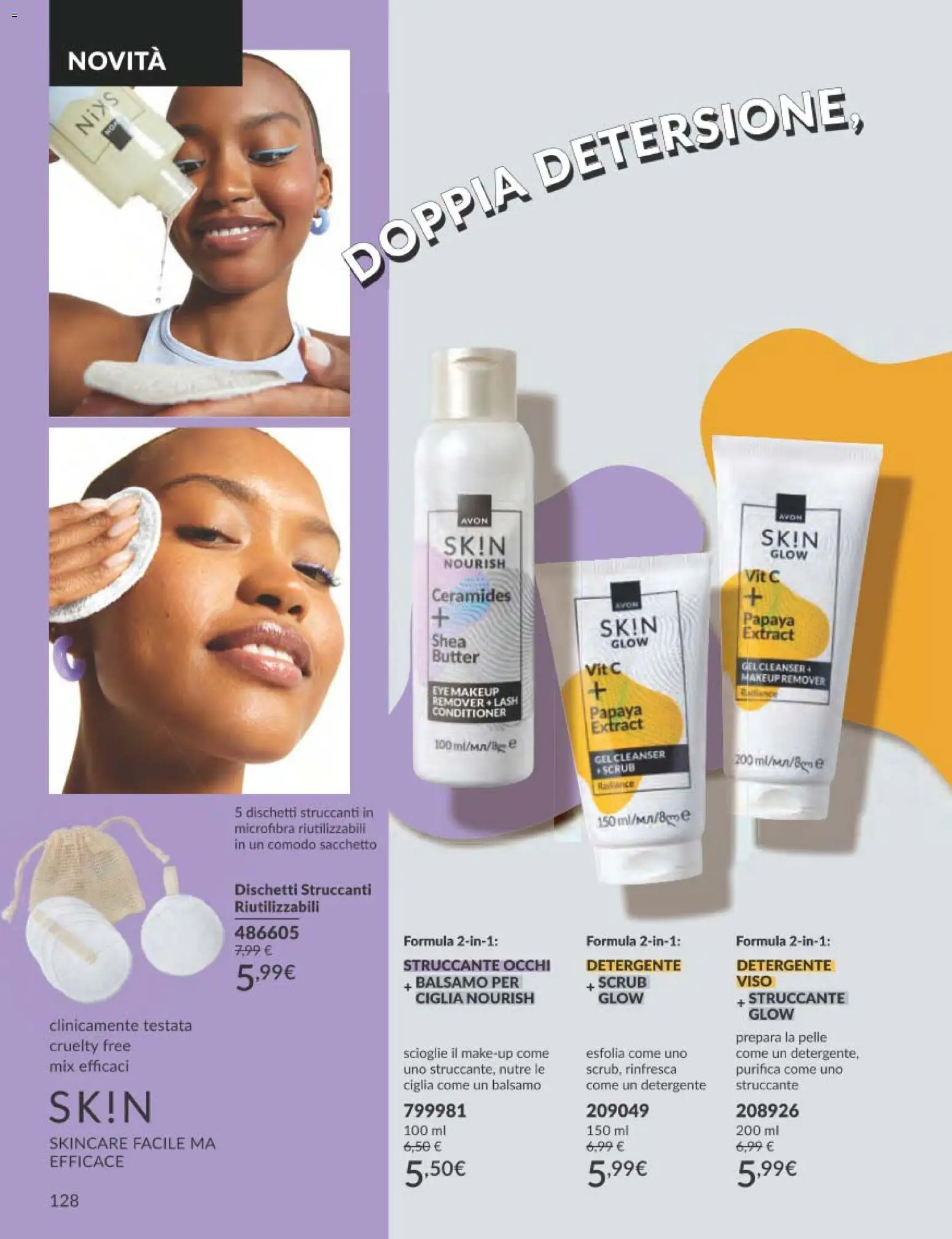 Volantino Avon del 01.03.2026 | Pagina: 128 | Prodotti: Struccante, Detergente, Dischetti struccanti, Scrub
