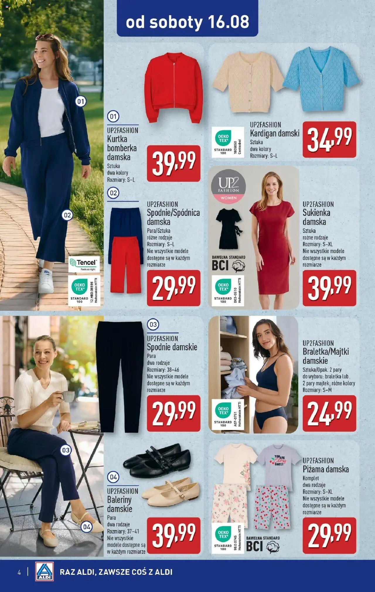 Aldi Gazetka - Od soboty od 15.08.2025 | Strona: 4 | Produkty: Kurtka, Spodnie, Piżama, Baleriny
