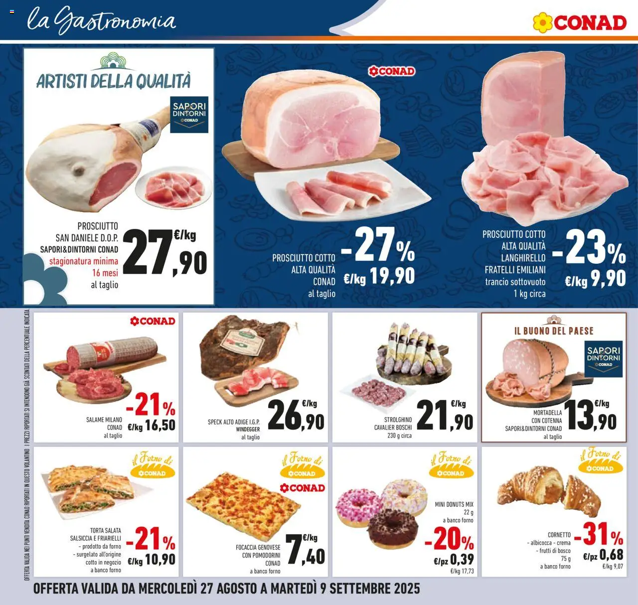 Volantino Conad del 27.08.2025 | Pagina: 12 | Prodotti: Salame, Cornetto, Prosciutto, Forno