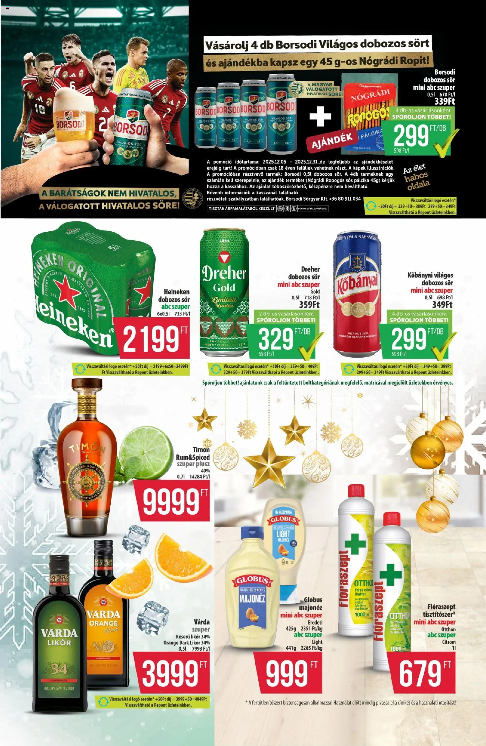 COOP akciós ujság - amely érvényes a következő dátumtól: 11.12.2025 | Oldal: 13 | Termékek: Heineken, Dobozos sör, Likőr, Majonéz