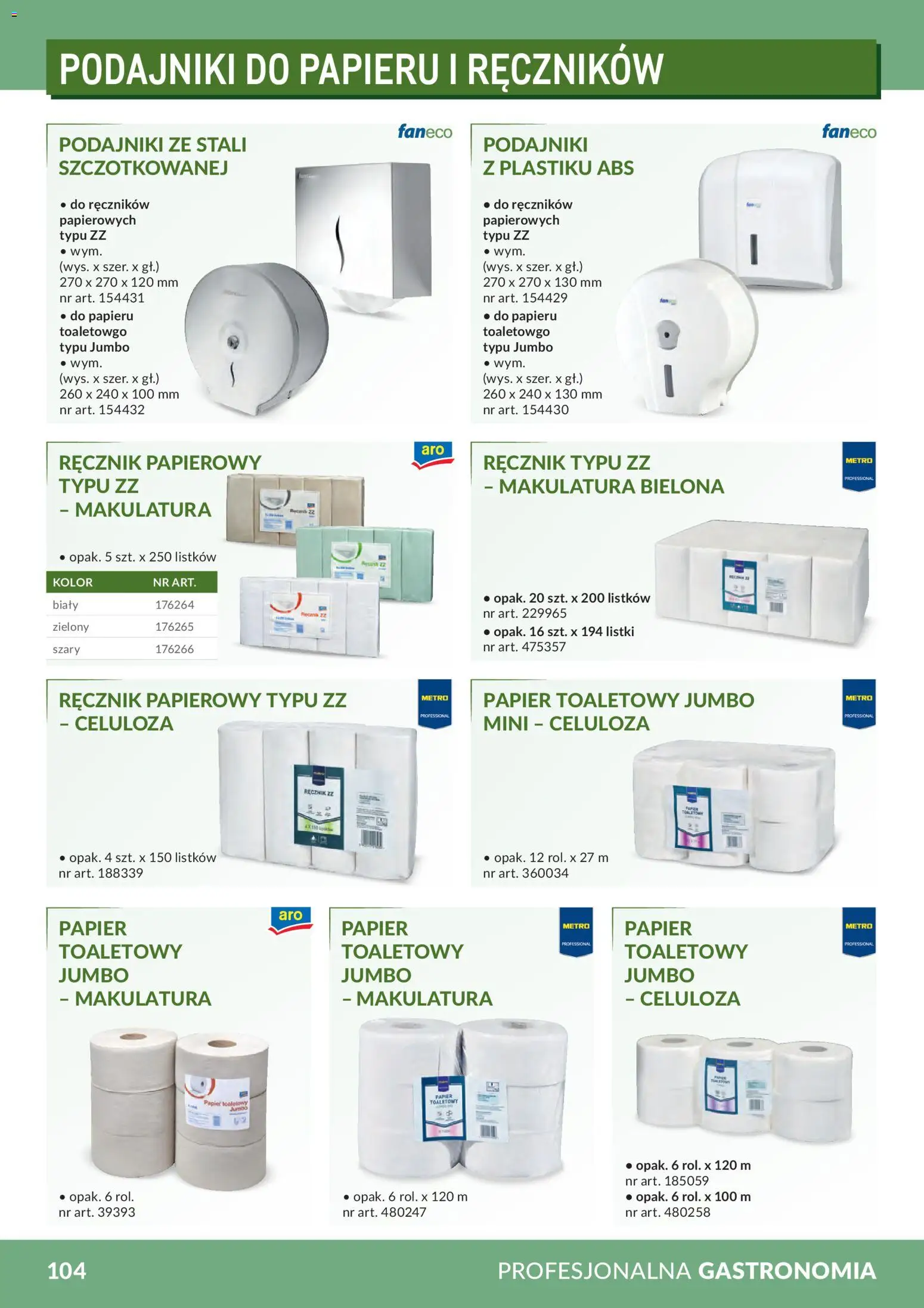 Makro Gazetka - Profesjonalna Gastronomia od 01.02.2026 | Strona: 104 | Produkty: Papier toaletowy, Ręcznik papierowy