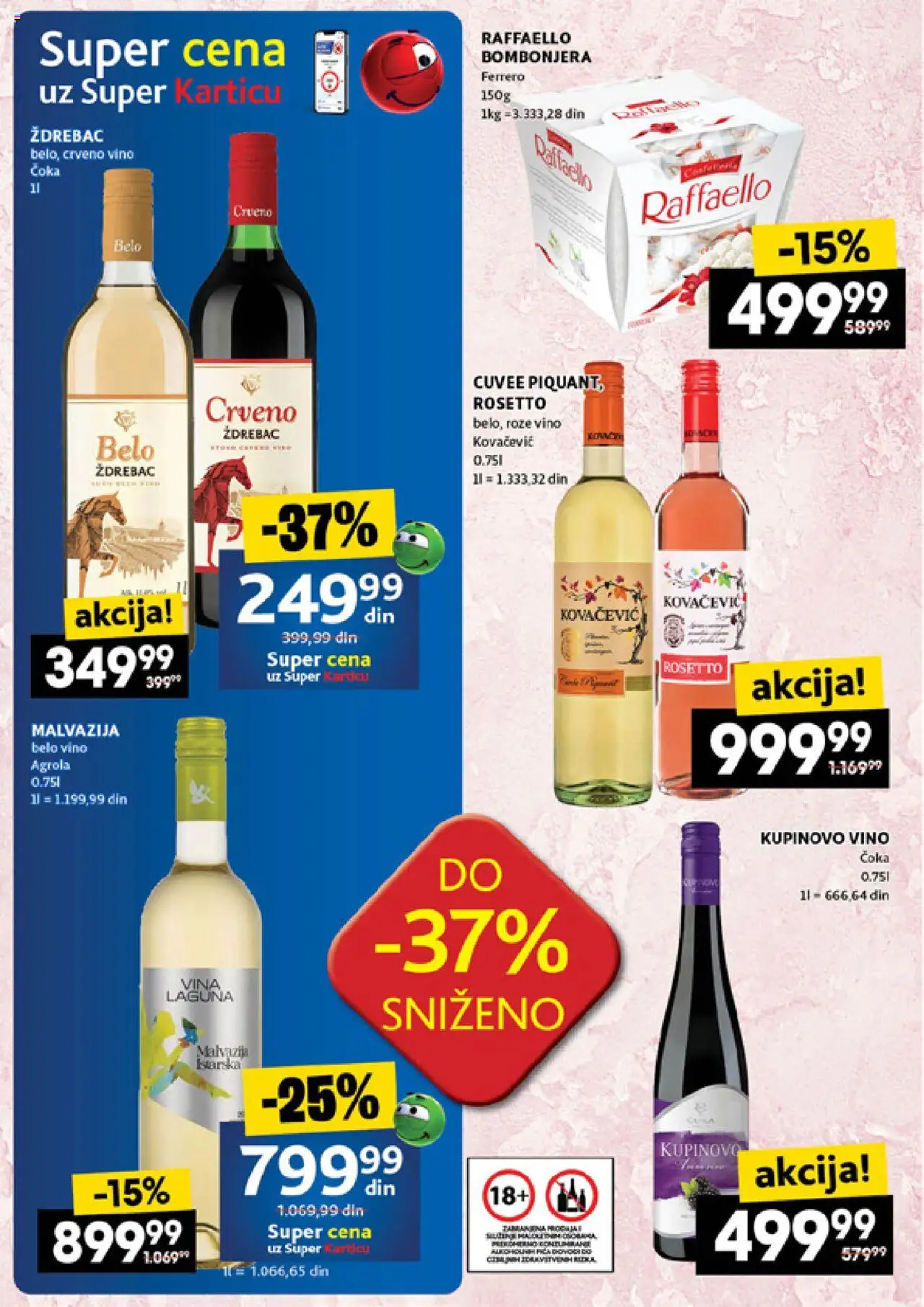 Roda katalog - važi od 21.08.2025 | Strana: 42 | Proizvode: Raffaello, Crveno vino, Belo vino, Vino
