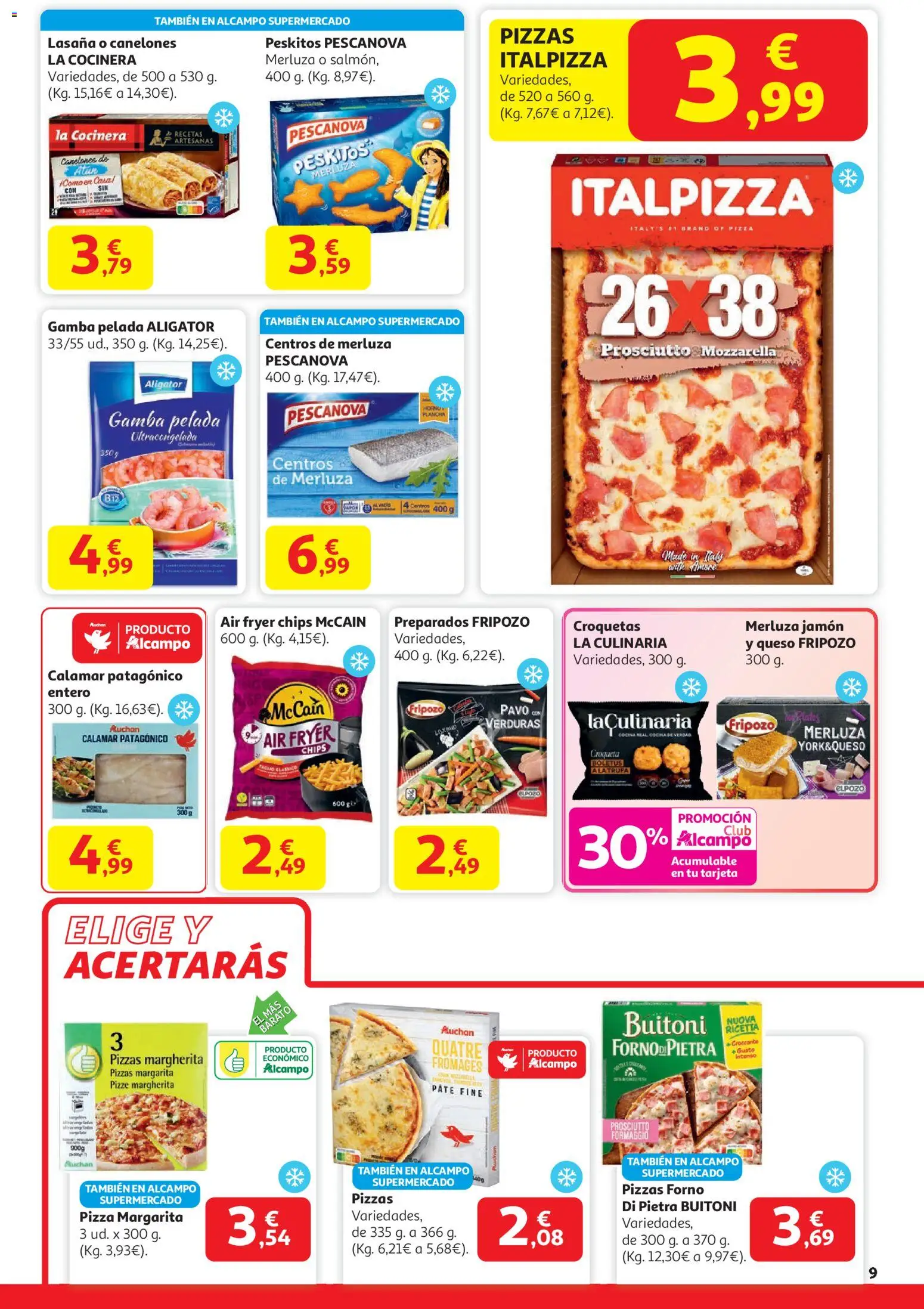 Alcampo - HG Unico Madrid │ válido desde el 29.12.2025 | Página: 9 | Productos: Queso, Jamón, Gamba, Canelones