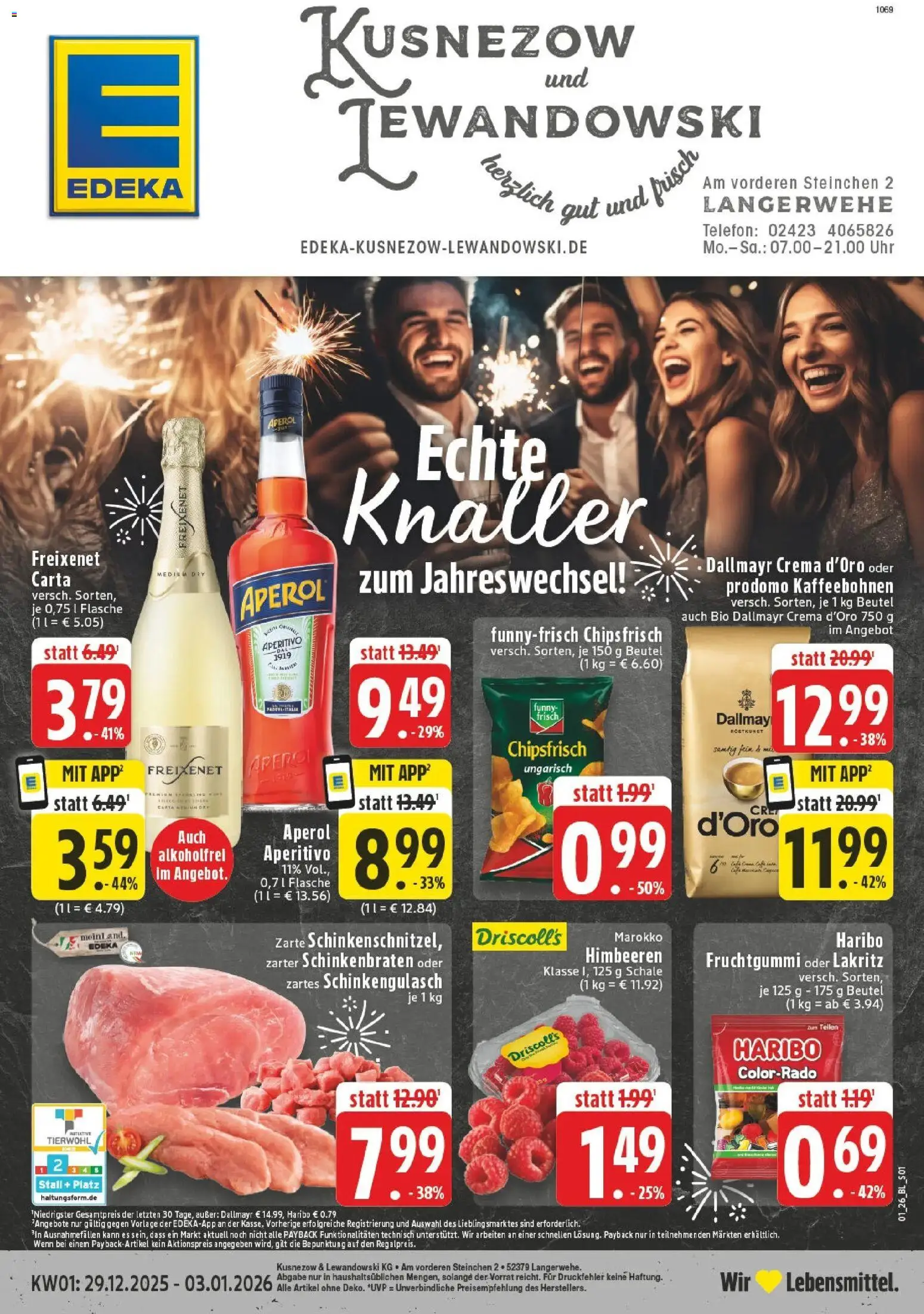 Edeka prospekt Langerwehe	 – gültig ab 28.12.2025 | Seite: 1 | Produkte: Himbeeren, Haribo, Funny frisch, Telefon