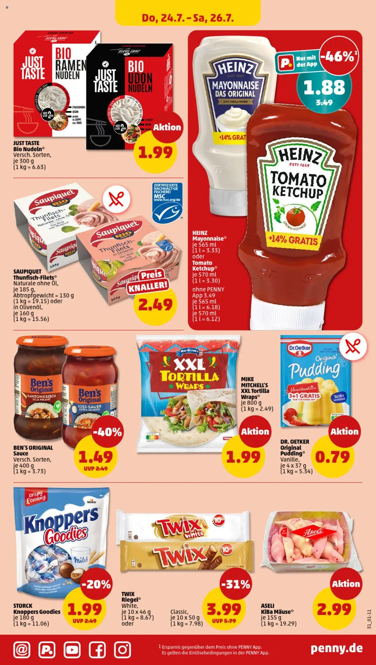 Penny Prospekt 	 - gültig ab dem 21.07.2025 | Seite: 31 | Produkte: Pudding, Grat, Twix, Nudeln