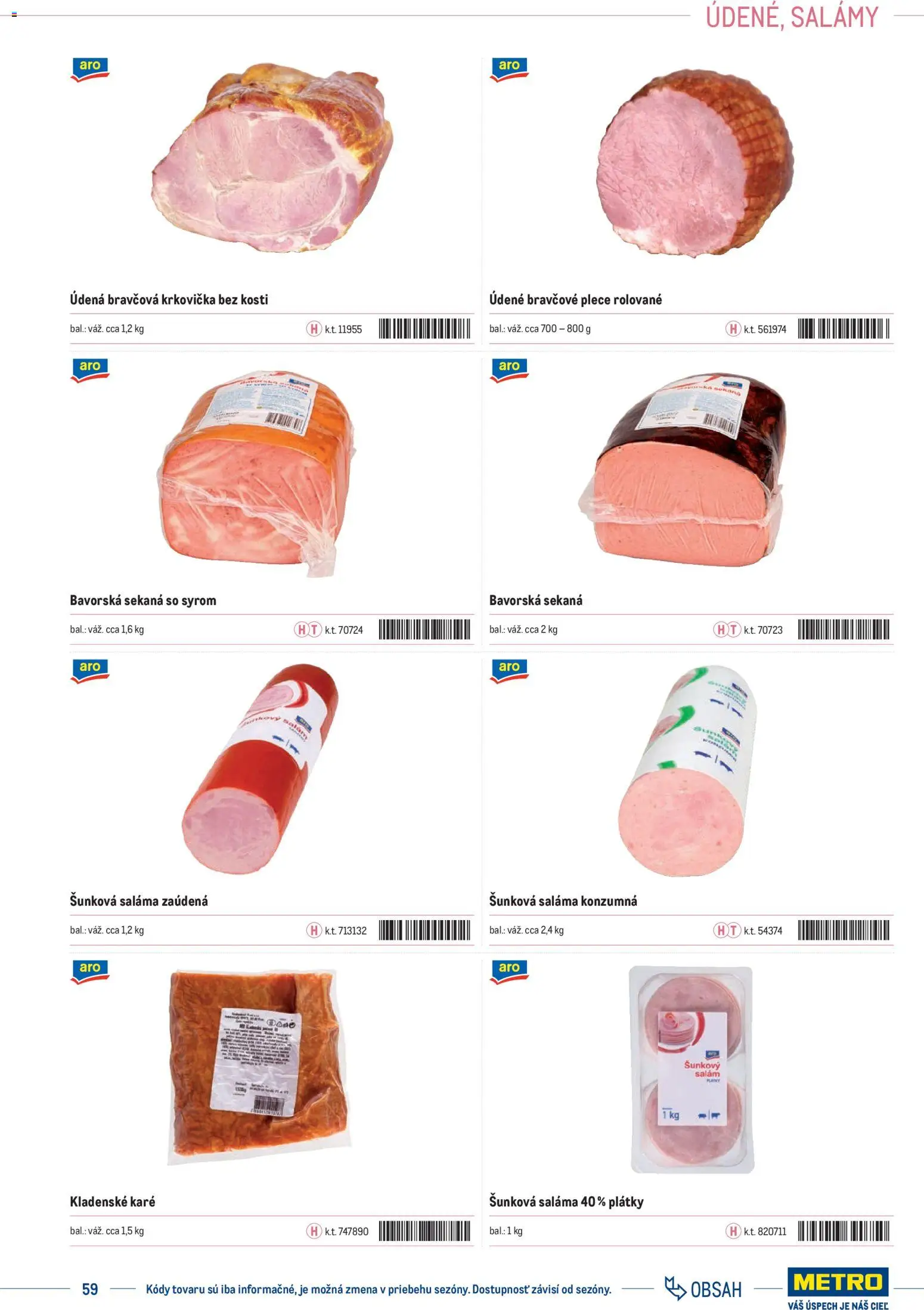 Nové Metro akcie – leták je platný od 01.01.2025 | Strana: 59 | Produkty: Saláma, Bravčová krkovička, Bravčové plece, Krkovička