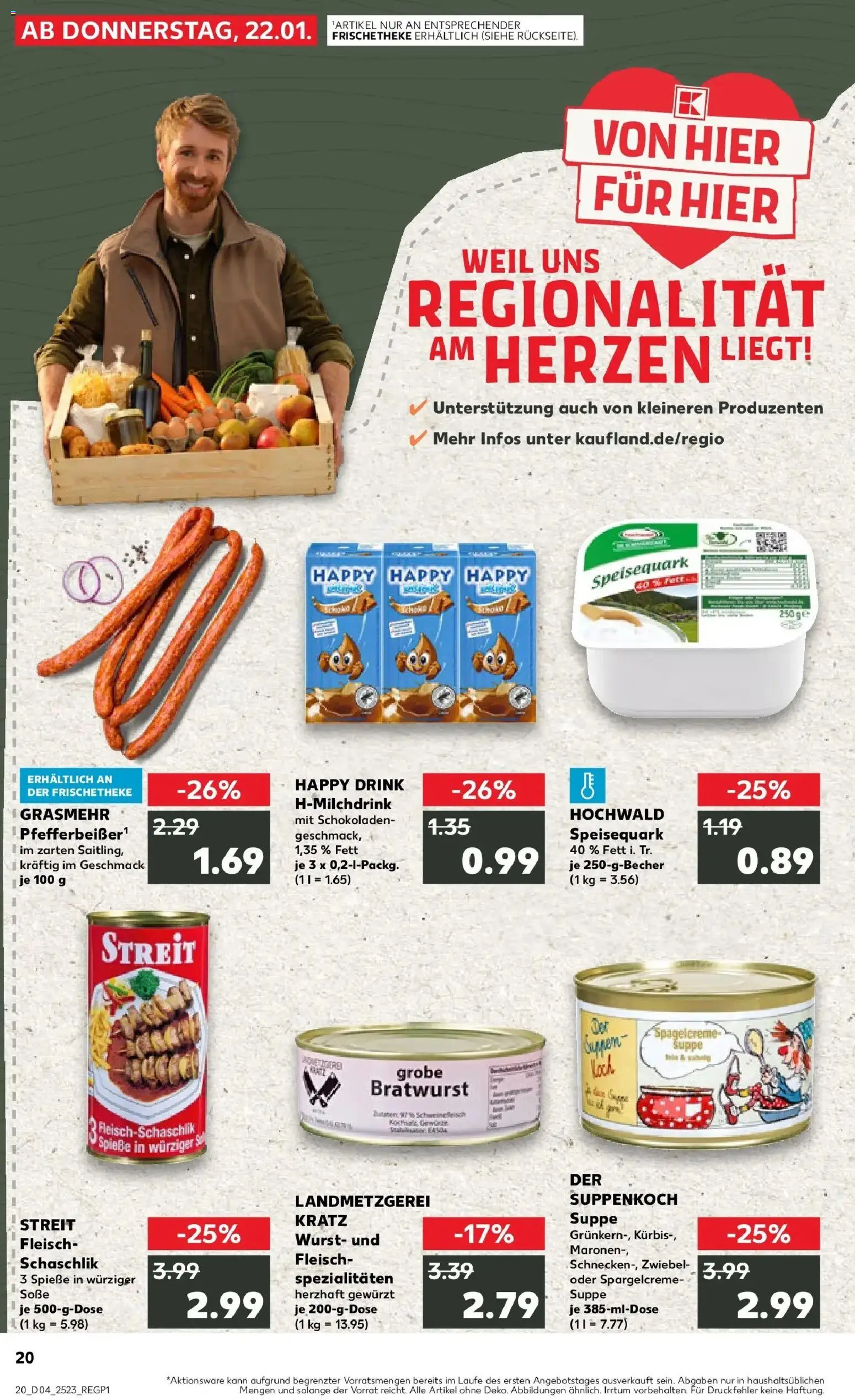 Kaufland prospekt Oppenheim	 – gültig ab 25.01.2026 | Seite: 20 | Produkte: Quark, Wurst, Fleisch, Speisequark