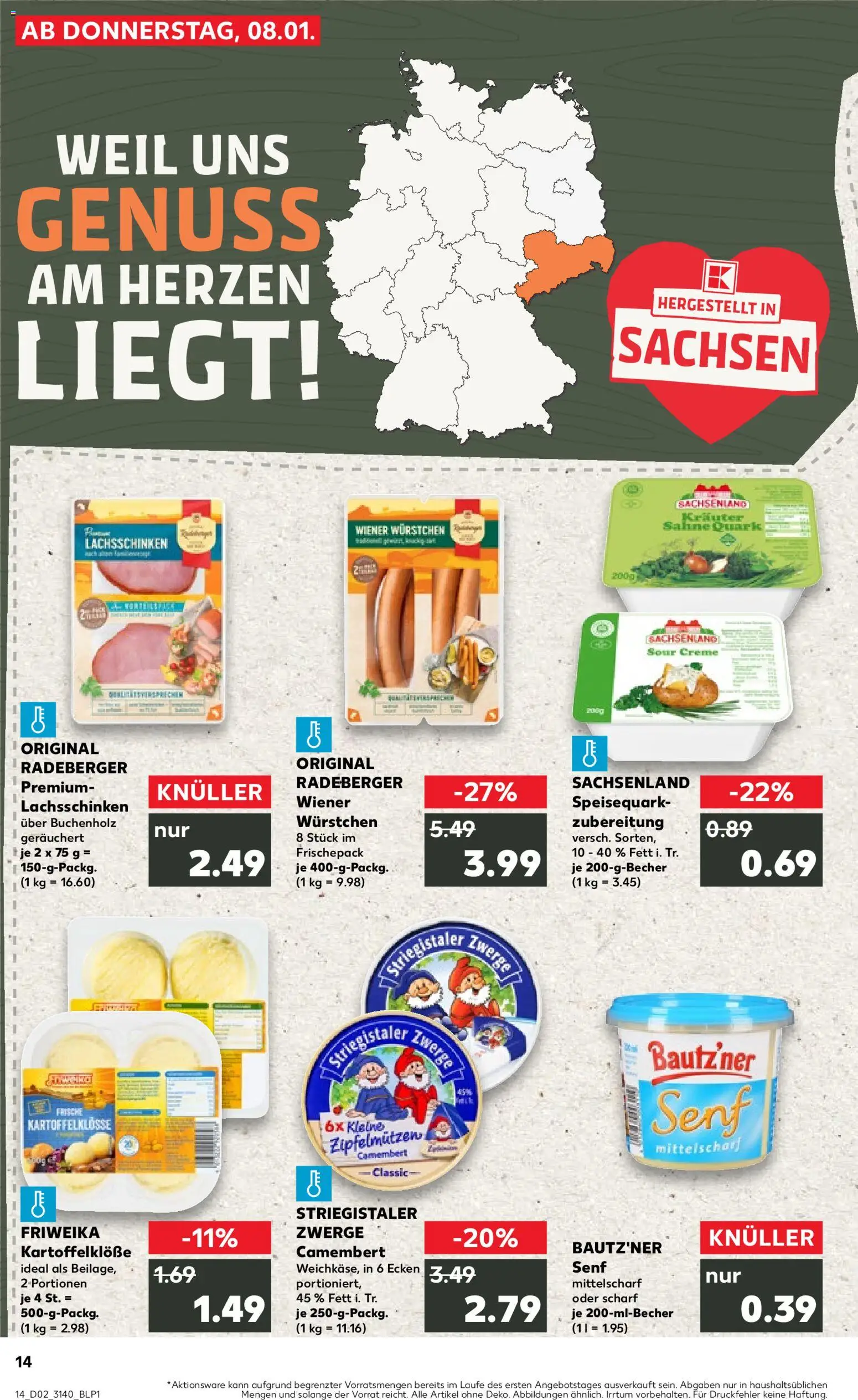 Kaufland prospekt Leipzig	 – gültig ab 08.01.2026 | Seite: 14 | Produkte: Wiener wurstchen, Quark, Creme, Speisequark