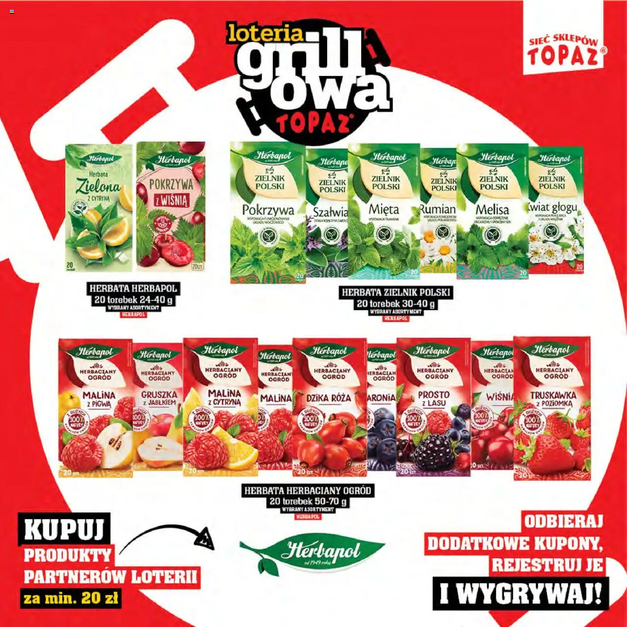Topaz Gazetka - Katalog produktów Loteria Grillowa od 25.04.2025 | Strona: 73 | Produkty: Malina, Mięta, Powidła, Herbata