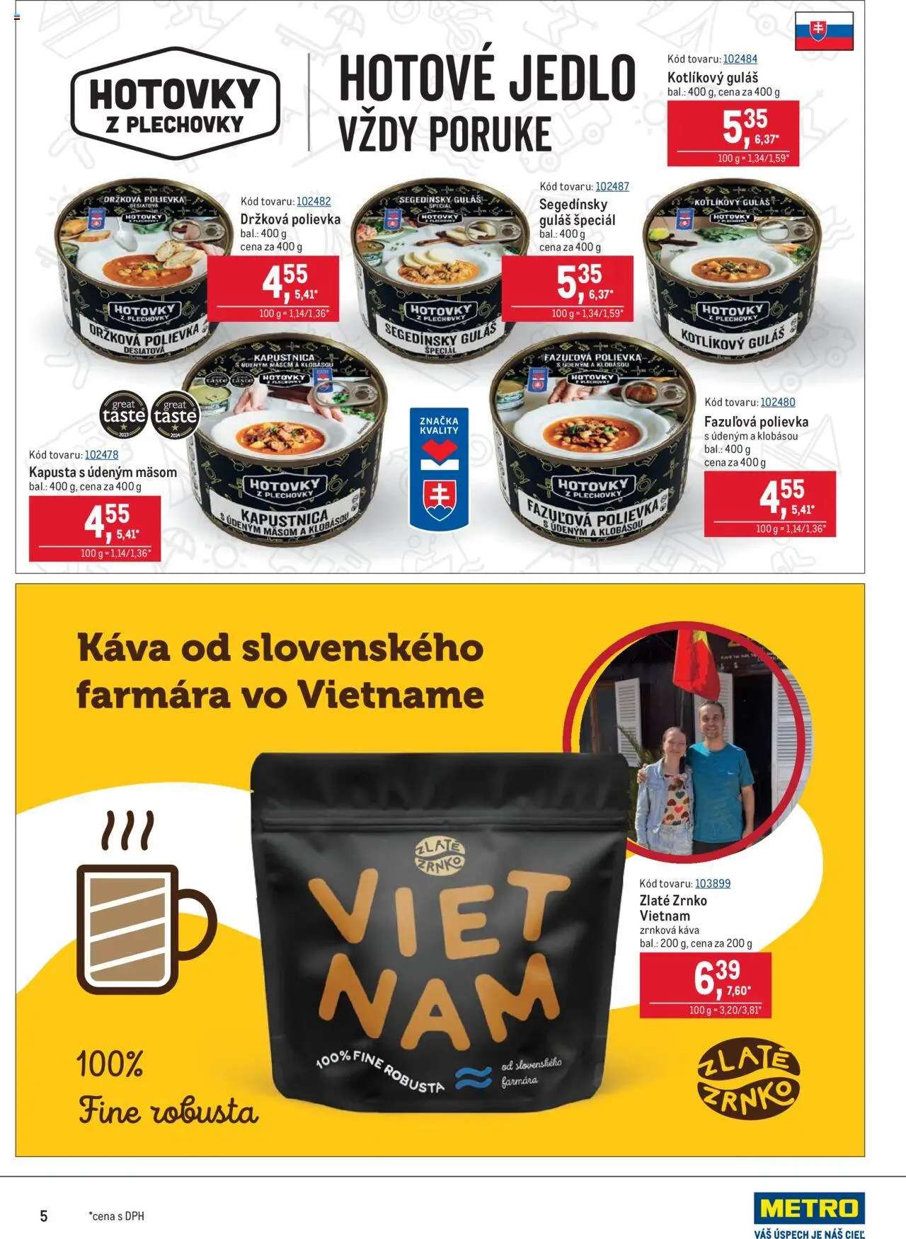 Nové Metro akcie – leták je platný od 10.09.2025 | Strana: 5 | Produkty: Kapusta, Káva, Zrnková káva