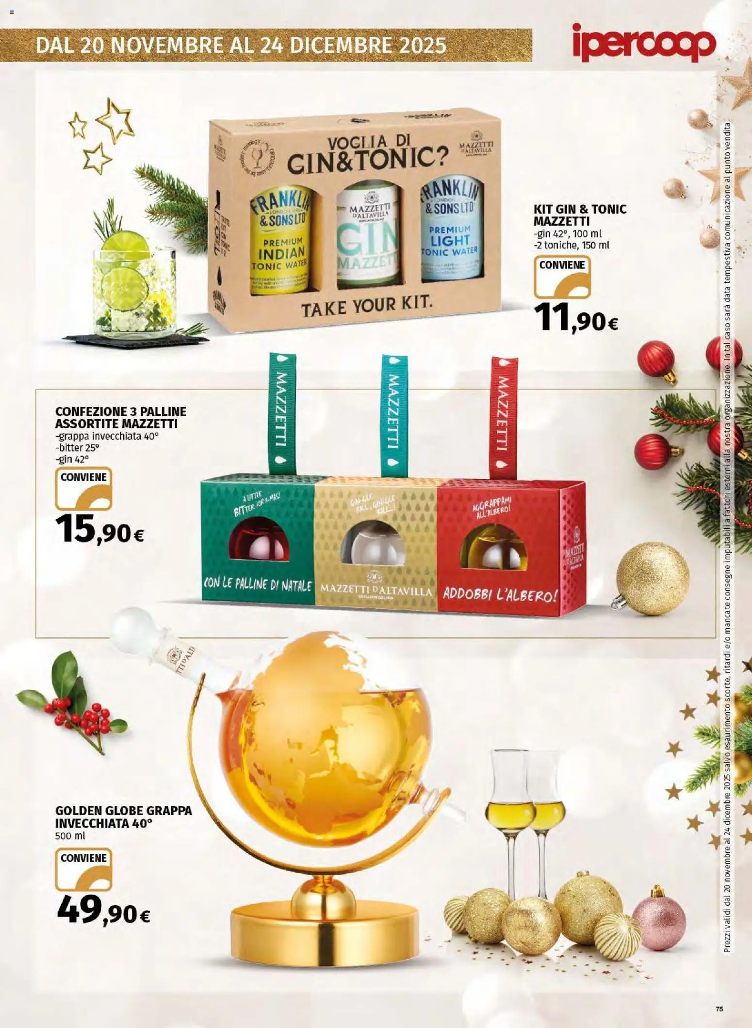 Volantino Ipercoop del 20.11.2025 | Pagina: 75 | Prodotti: Gin, Data, Grappa