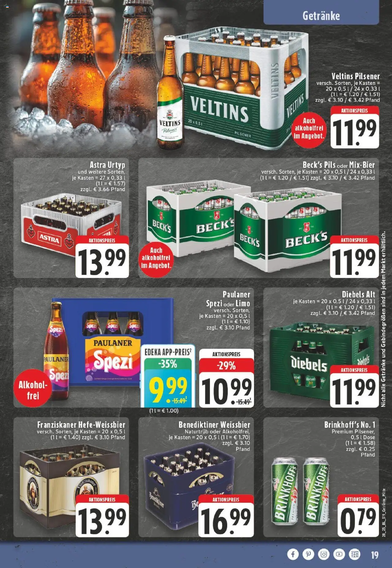 Edeka prospekt Dortmund	 - gültig ab dem 06.07.2025 | Seite: 19 | Produkte: Weißbier, Astra, Paulaner, Veltins