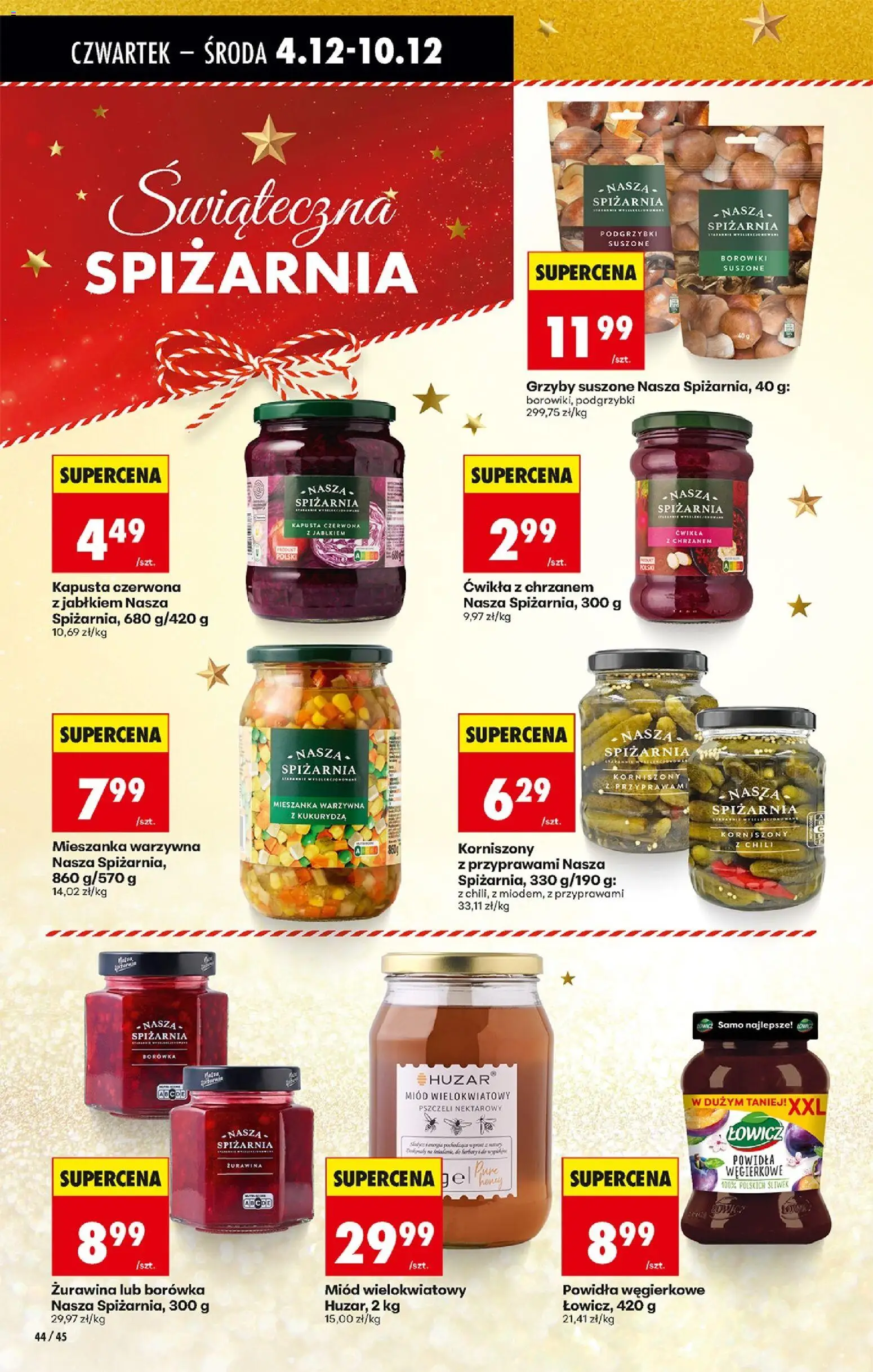 Biedronka gazetka - Oferta w tym tygodniu od 04.12.2025 | Strona: 52 | Produkty: Miód, Powidła, Korniszony z chili, Grzyby suszone
