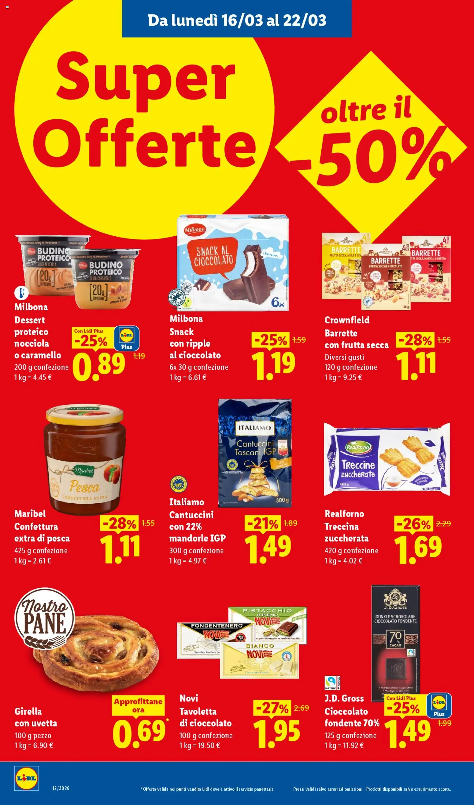 Volantino Lidl del 16.03.2026 | Pagina: 22 | Prodotti: Pane, Frutta, Mandorle, Budino