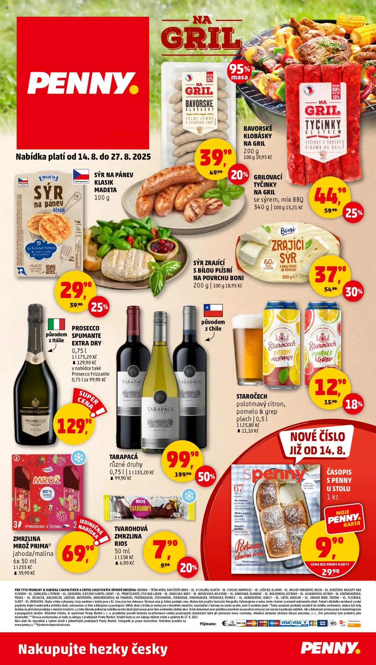 Penny Market katalog od 14.08.2025 | Strana: 12 | Produkty: Sýr na pánev, Mošt, Prosecco Frizzante, Klobásky