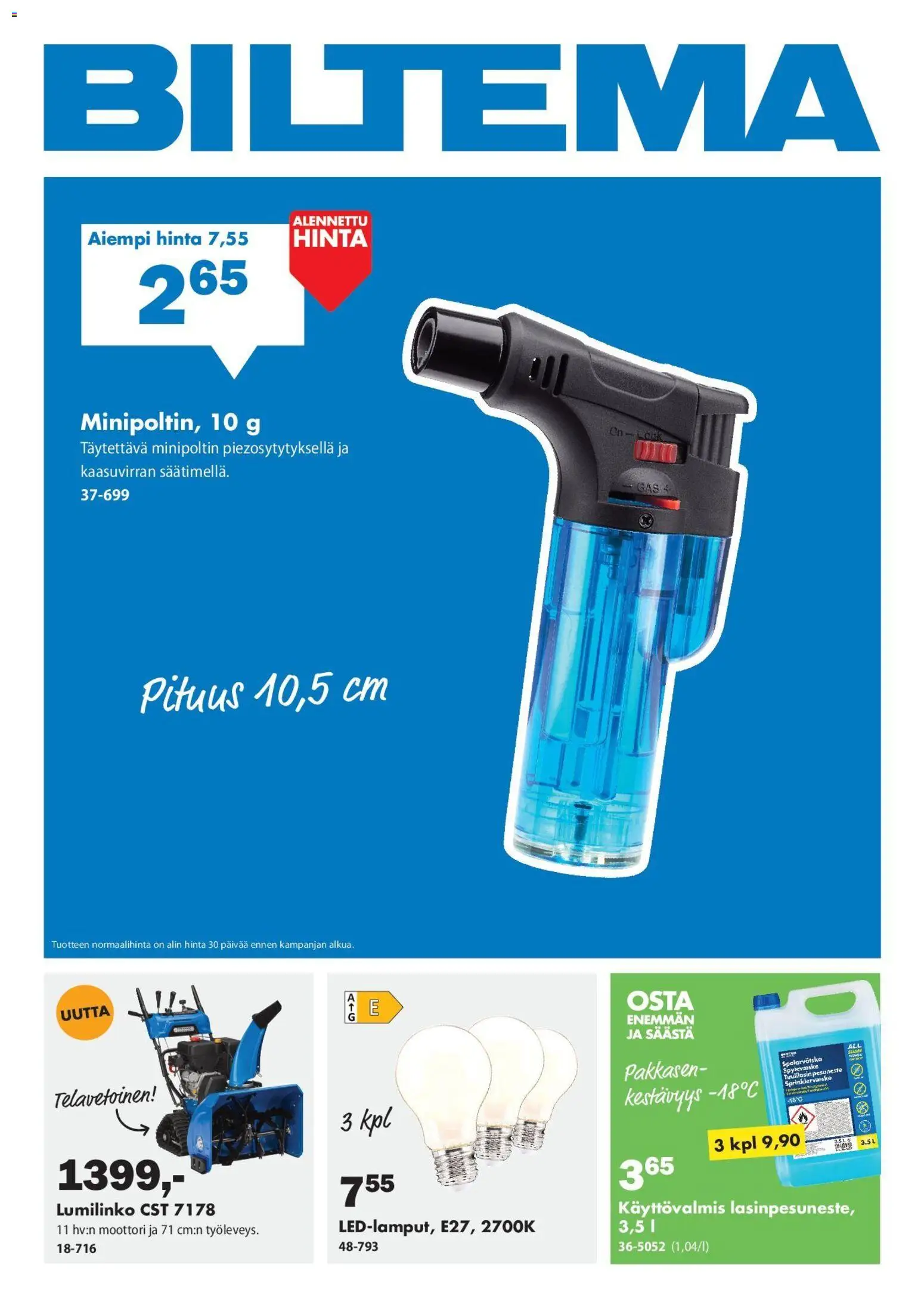 Biltema tarjoukset – voimassa 12.01.2026 alkaen | Sivu: 1 | Tuotteet: Lumilinko, Pesuneste