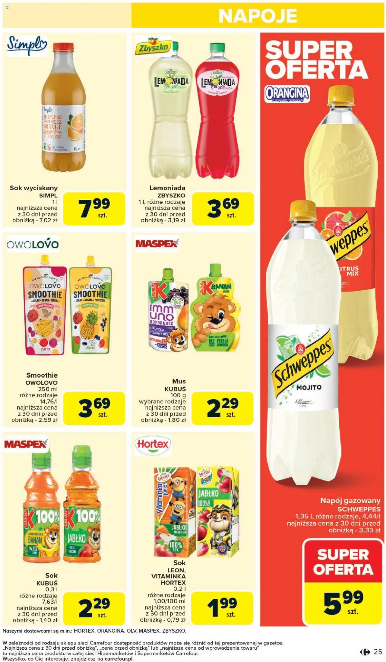 Carrefour Gazetka od 25.08.2025 | Strona: 27 | Produkty: Gruszka, Smoothie, Banan, Ananas