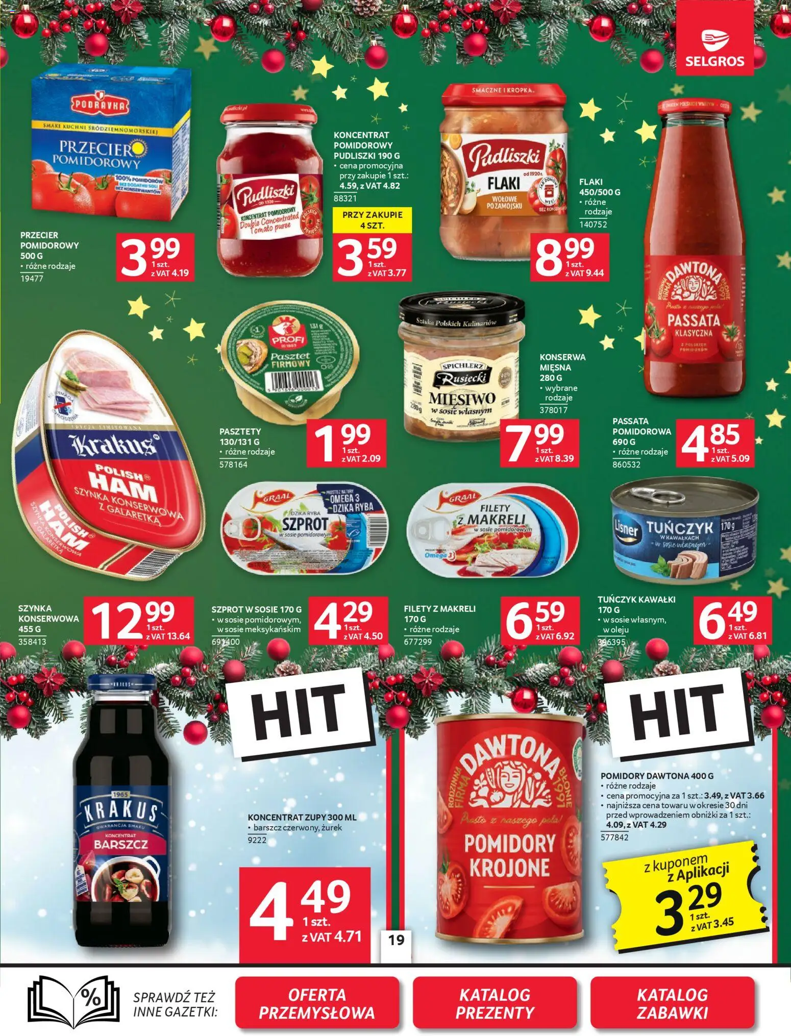 Selgros cash&carry Gazetka od 04.12.2025 | Strona: 19 | Produkty: Barszcz, Szynka, Tuńczyk, Ryba