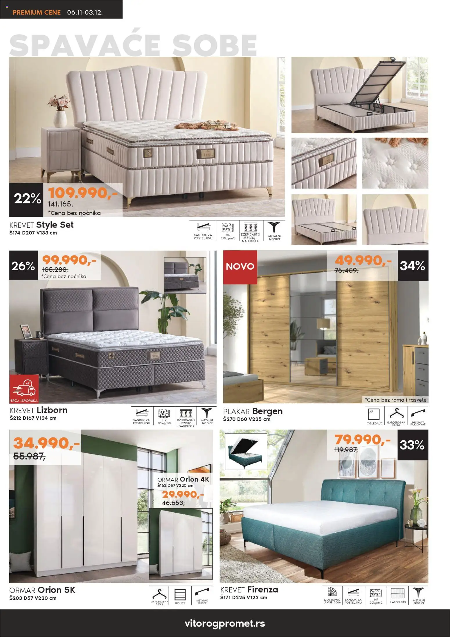 Vitorog katalog - važi od 06.11.2025 | Strana: 6 | Proizvode: Krevet, Ormar, Ogledalo