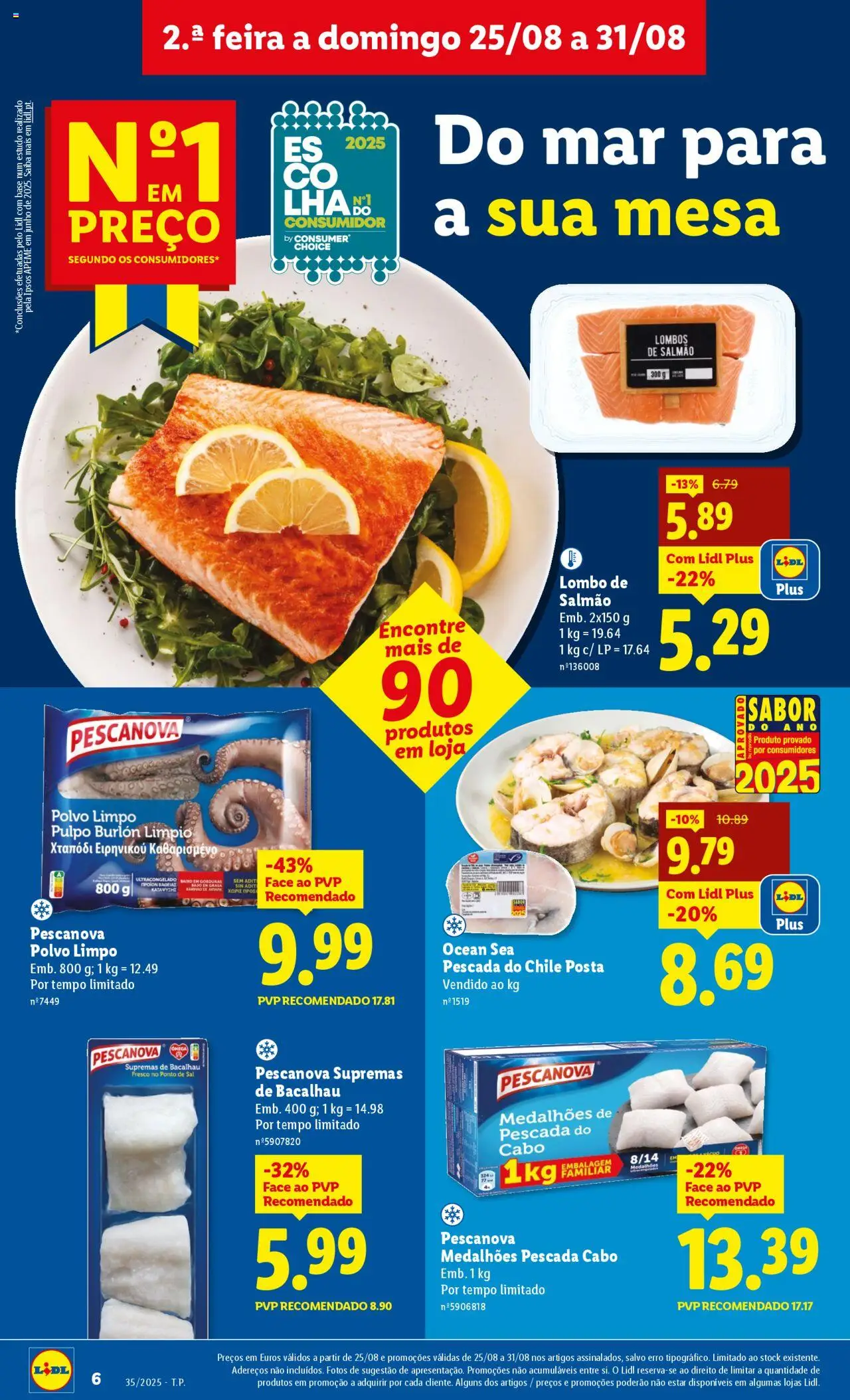 Lidl folheto │ válido de 25.08.2025 | Página: 6 | Produtos: Cabo, Base, Pescada do cabo, Salmão