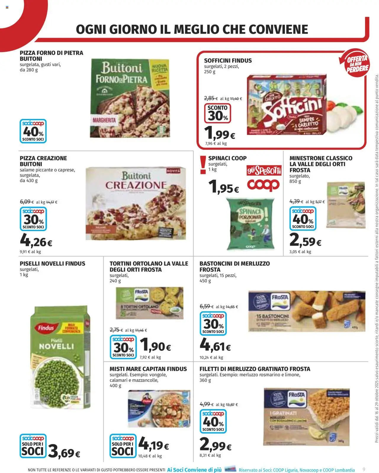 Volantino COOP del 16.10.2025 | Pagina: 9 | Prodotti: Rosmarino, Merluzzo, Calamari, Spinaci