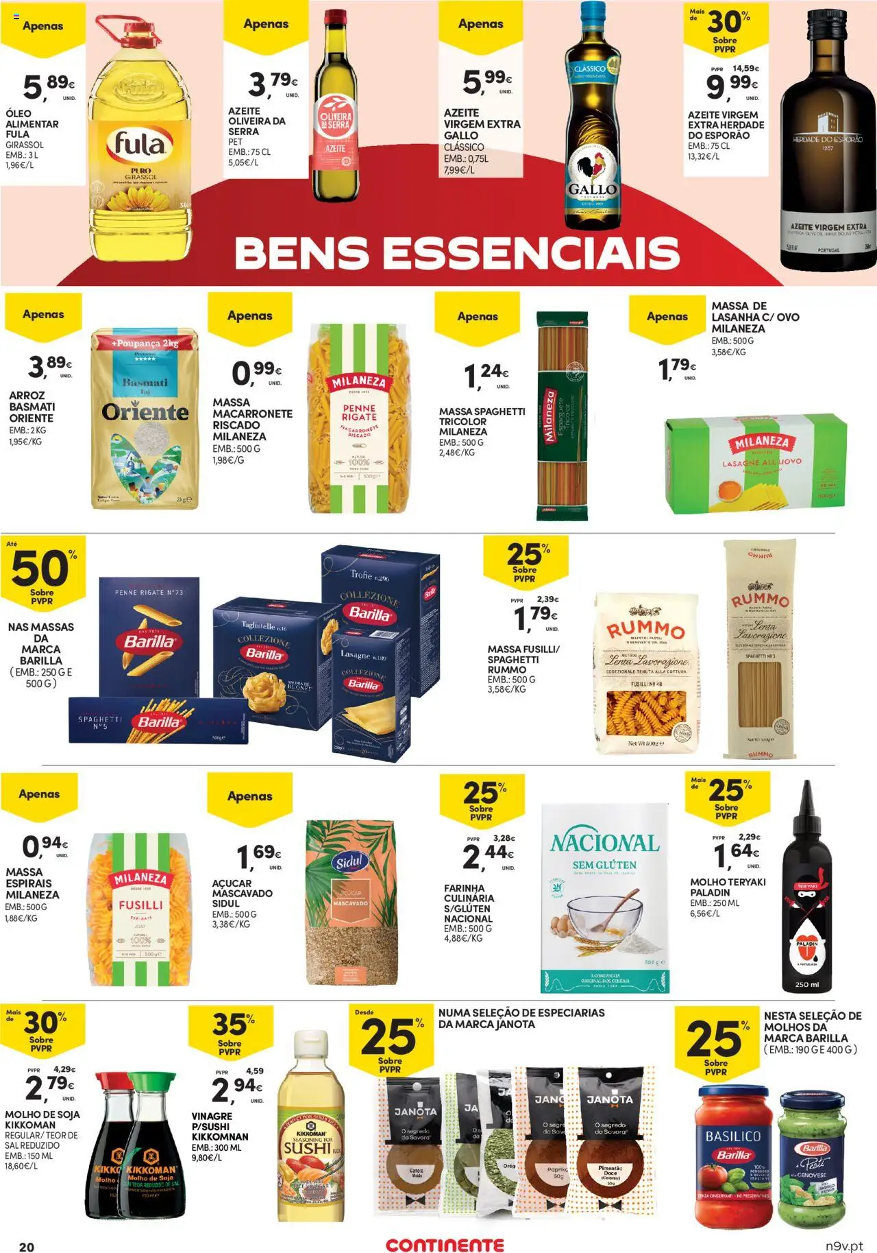 Continente - Açores │ válido de 16.10.2025 | Página: 20 | Produtos: Vinagre, Azeite, Milaneza, Cereais