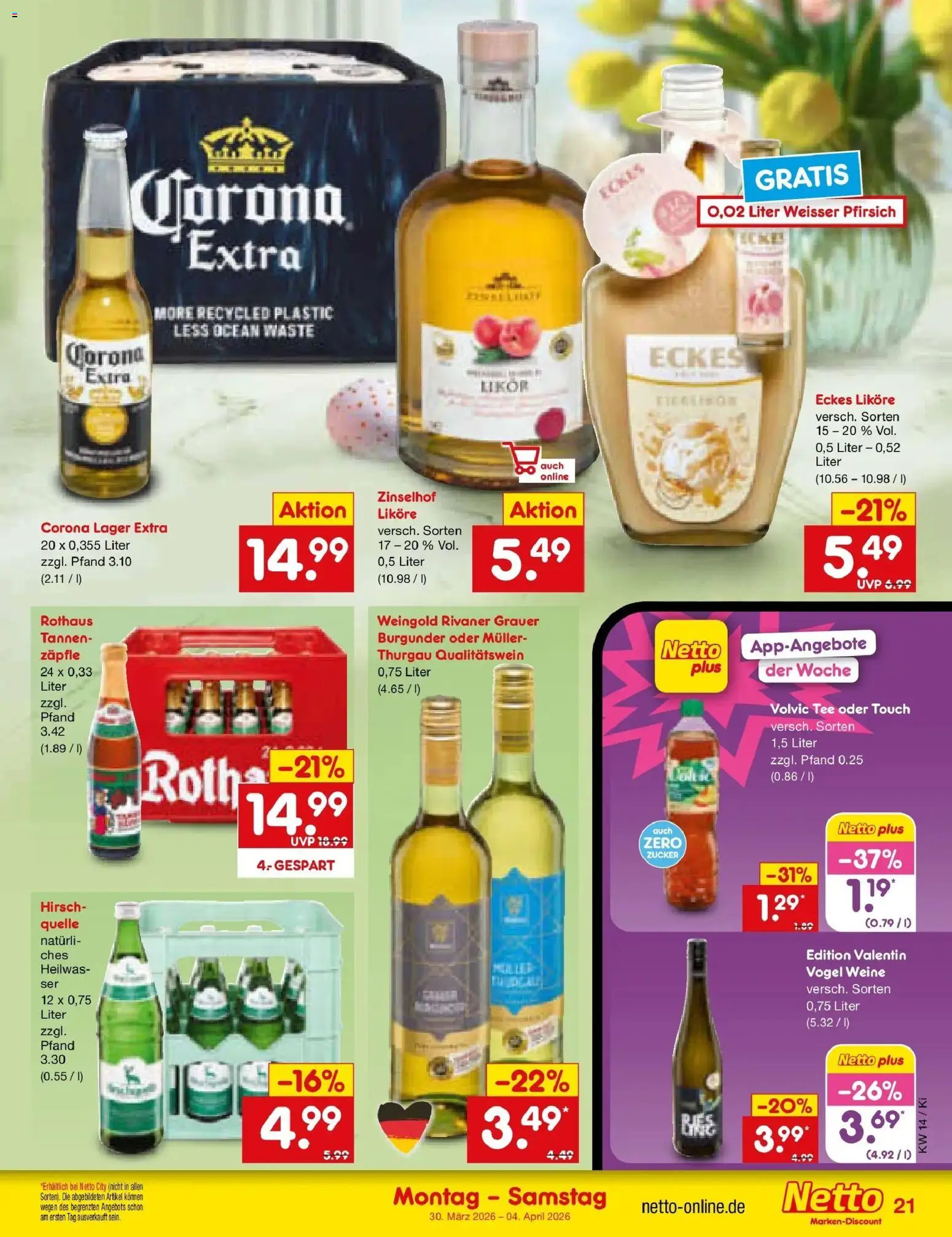Netto Marken-Discount Prospekt Mistelbach	 – gültig ab 30.03.2026 | Seite: 25 | Produkte: Likör, Zucker, Pfirsich, Volvic